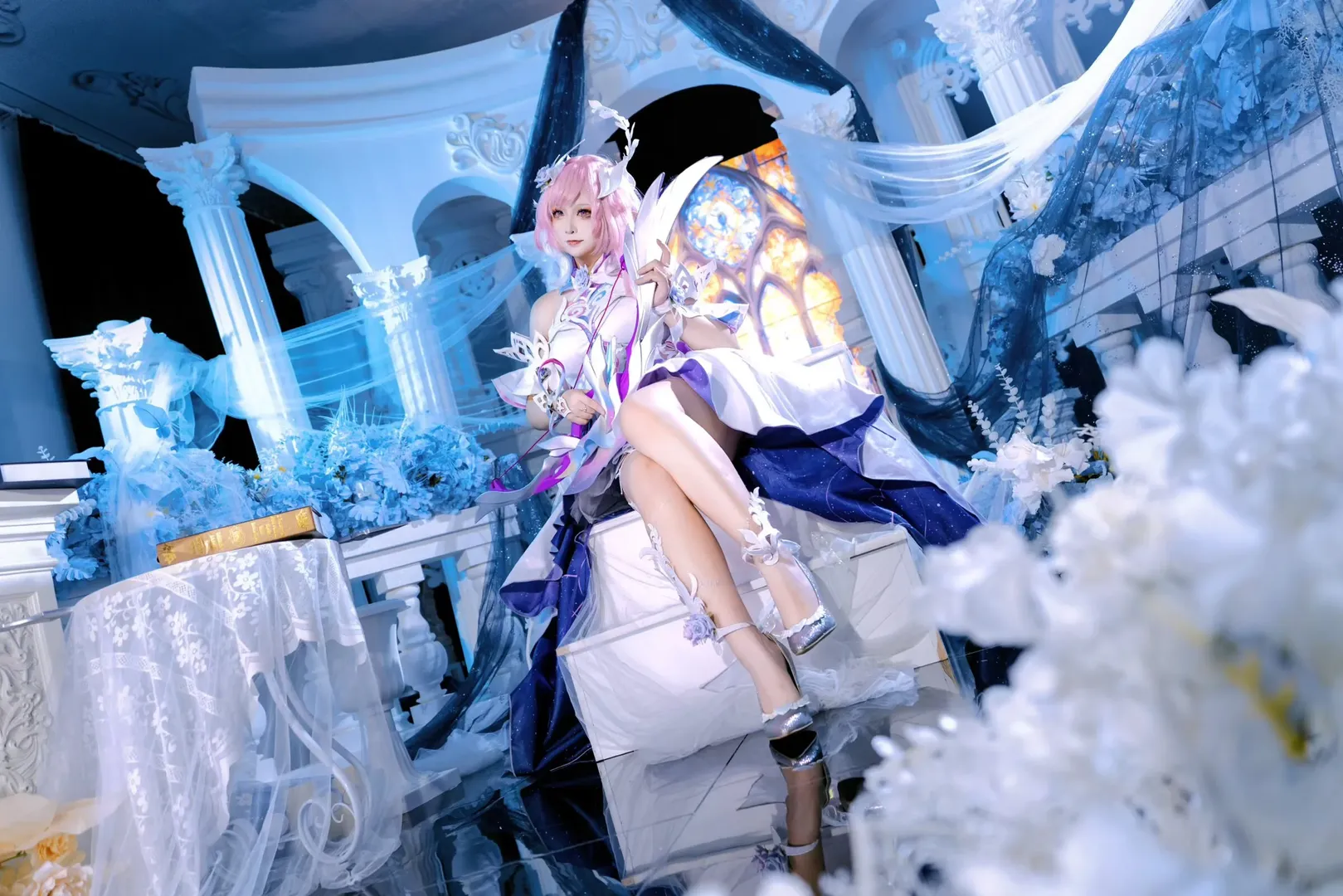 爱莉希雅cos, 崩坏3, 二次元摄影, 梦幻星空裙, 粉毛cos - 第6张