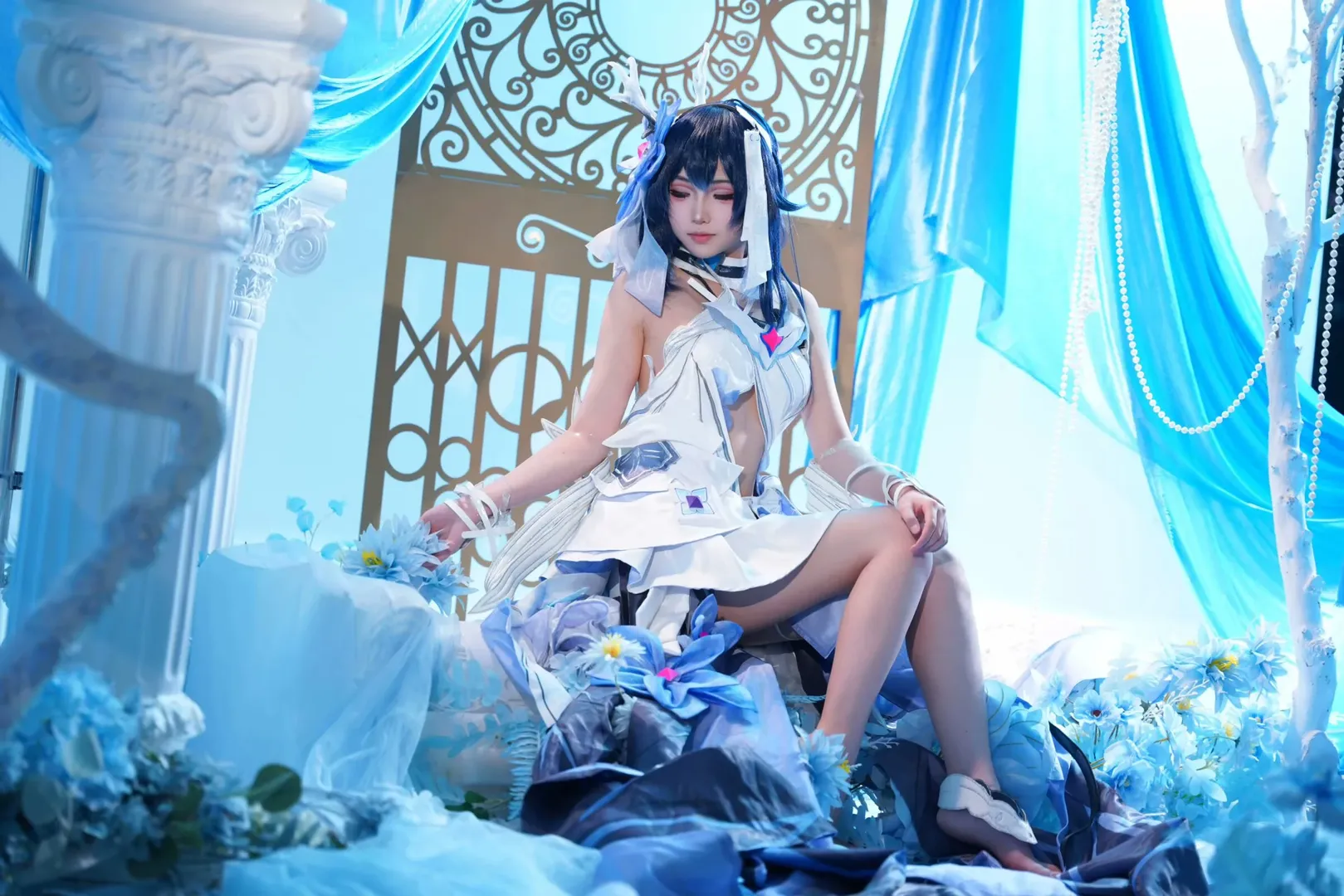 清冷风, cosplay摄影, 蓝白梦幻, 冷色调造型, 露腹裙装 - 第4张