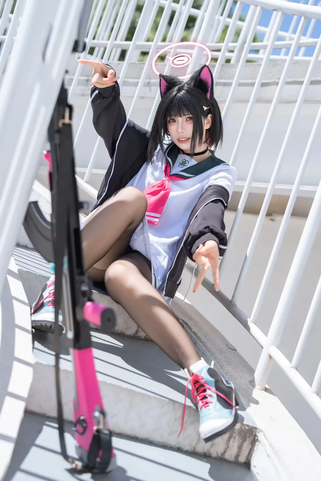 cosplay, Blue Archive, Catgirl, Outdoor photography, Anime-style fashion