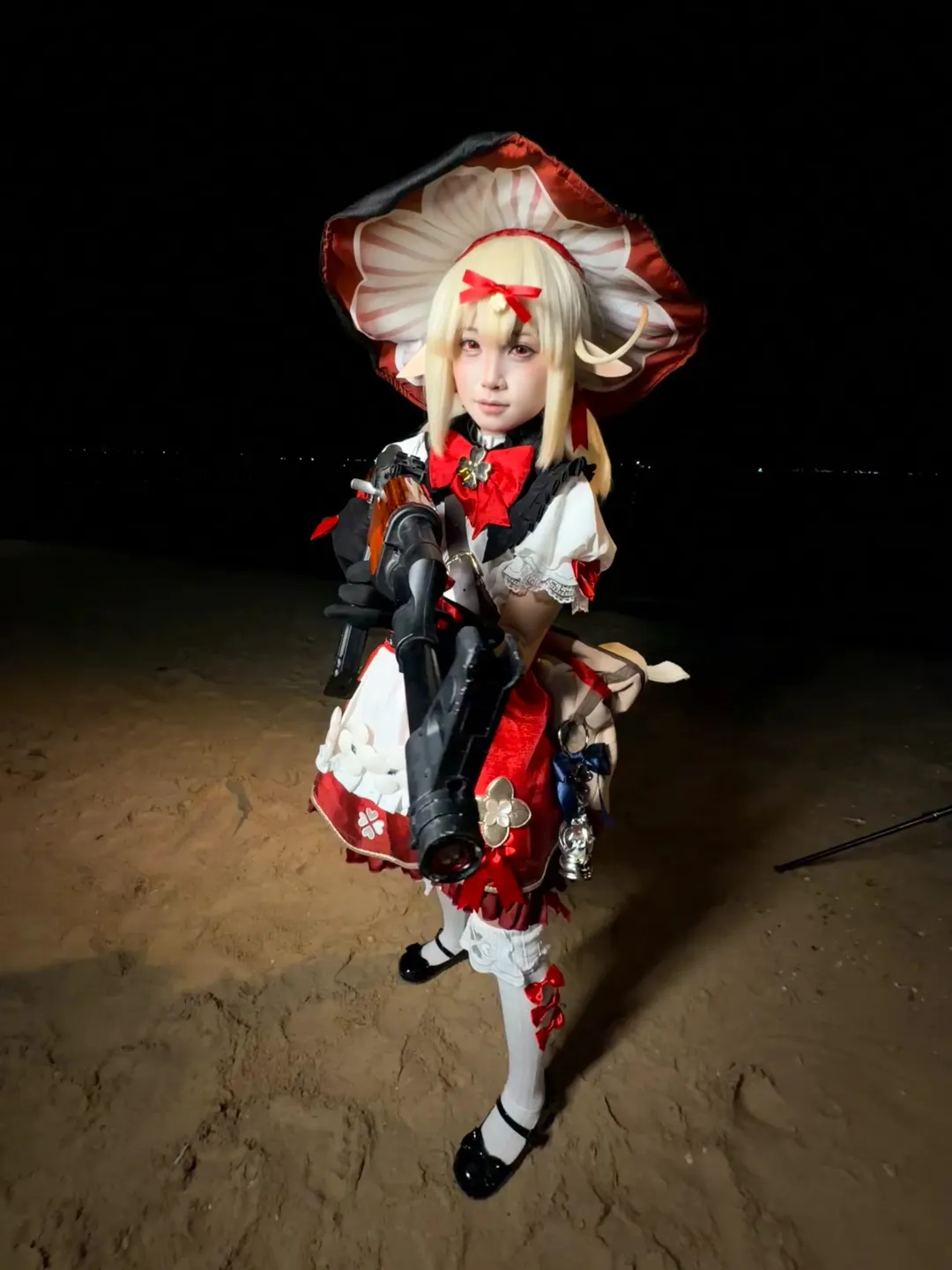 原神, 可莉cos, 原神cosplay, 二次元女孩, 户外夜景摄影