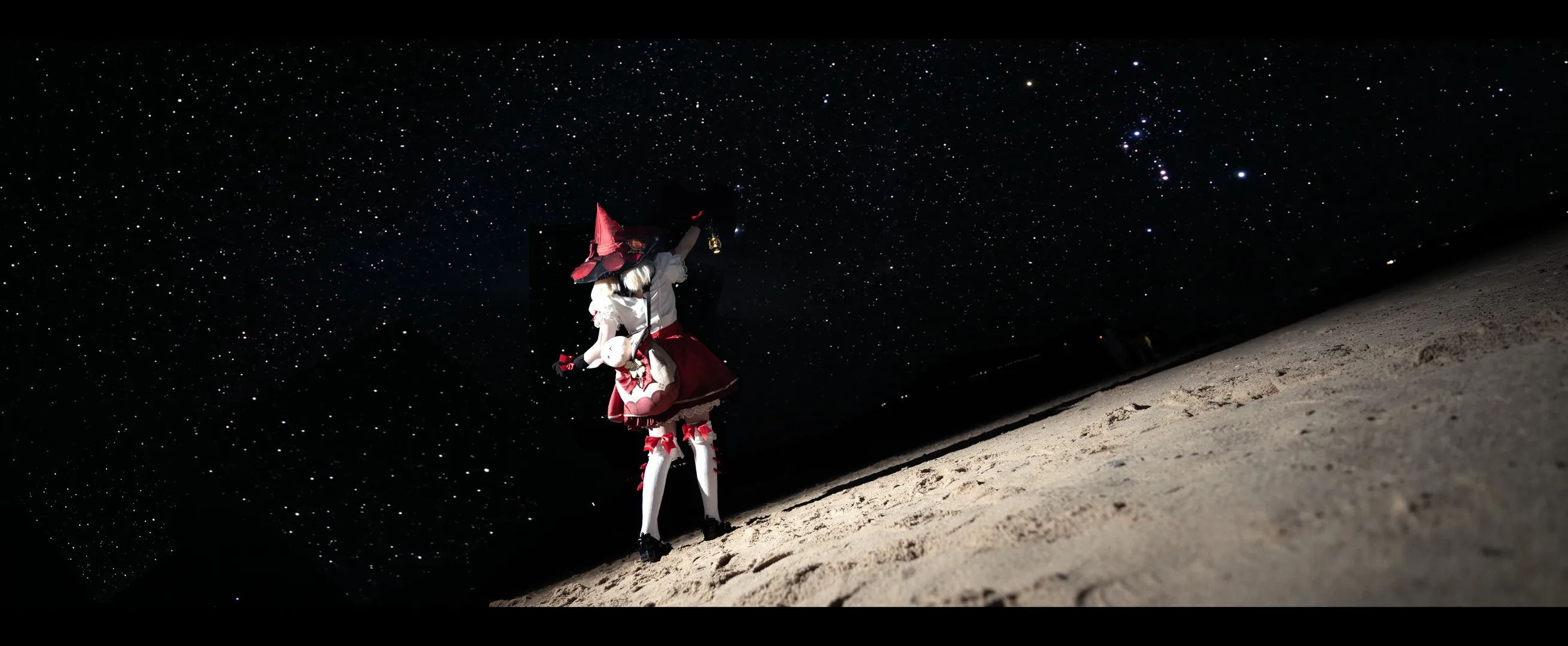 原神, 可莉cos, cosplay穿搭, 星空夜景cos, 沙丘外景摄影 - 第1张