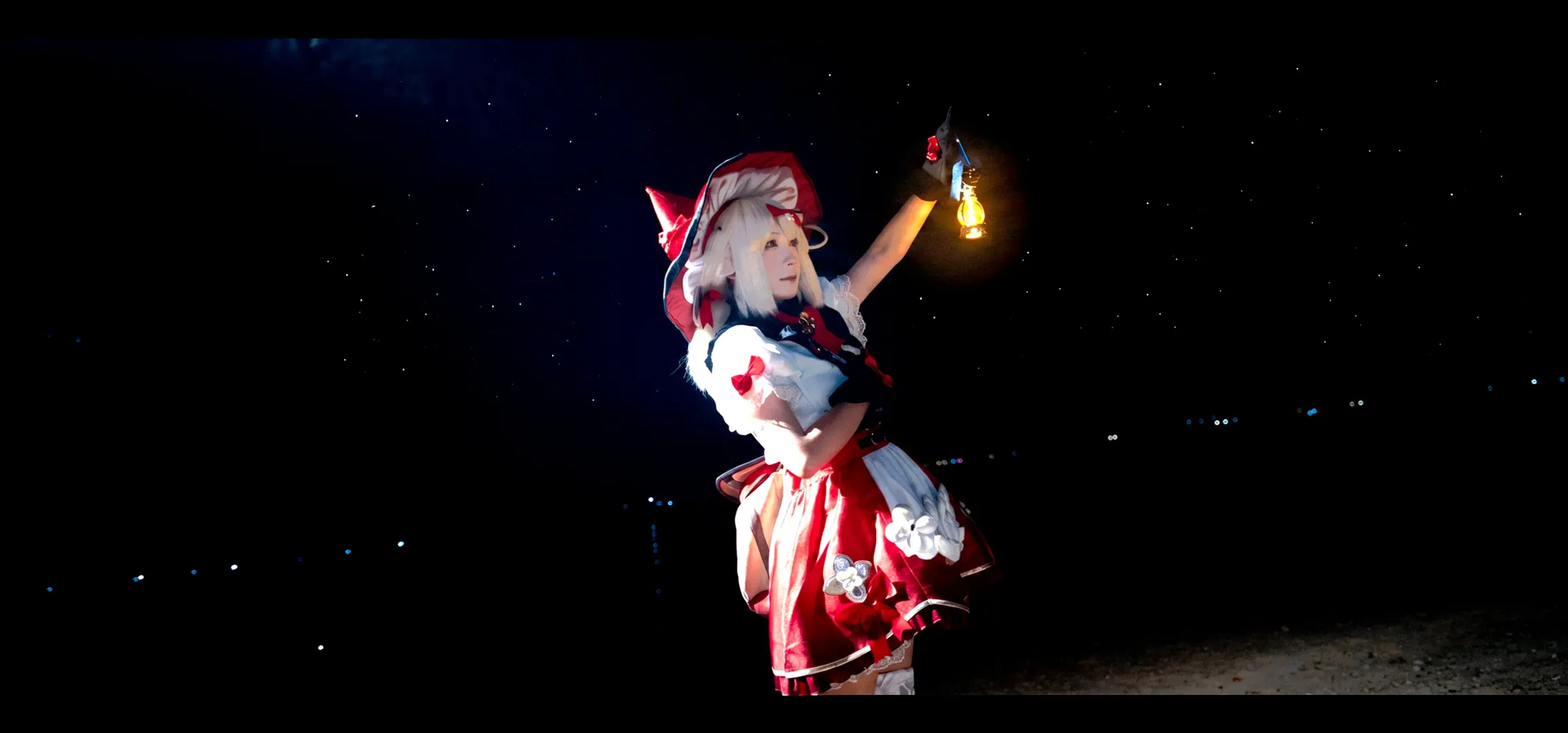 原神, cosplay, 可莉cos, 夜景摄影, 户外探险