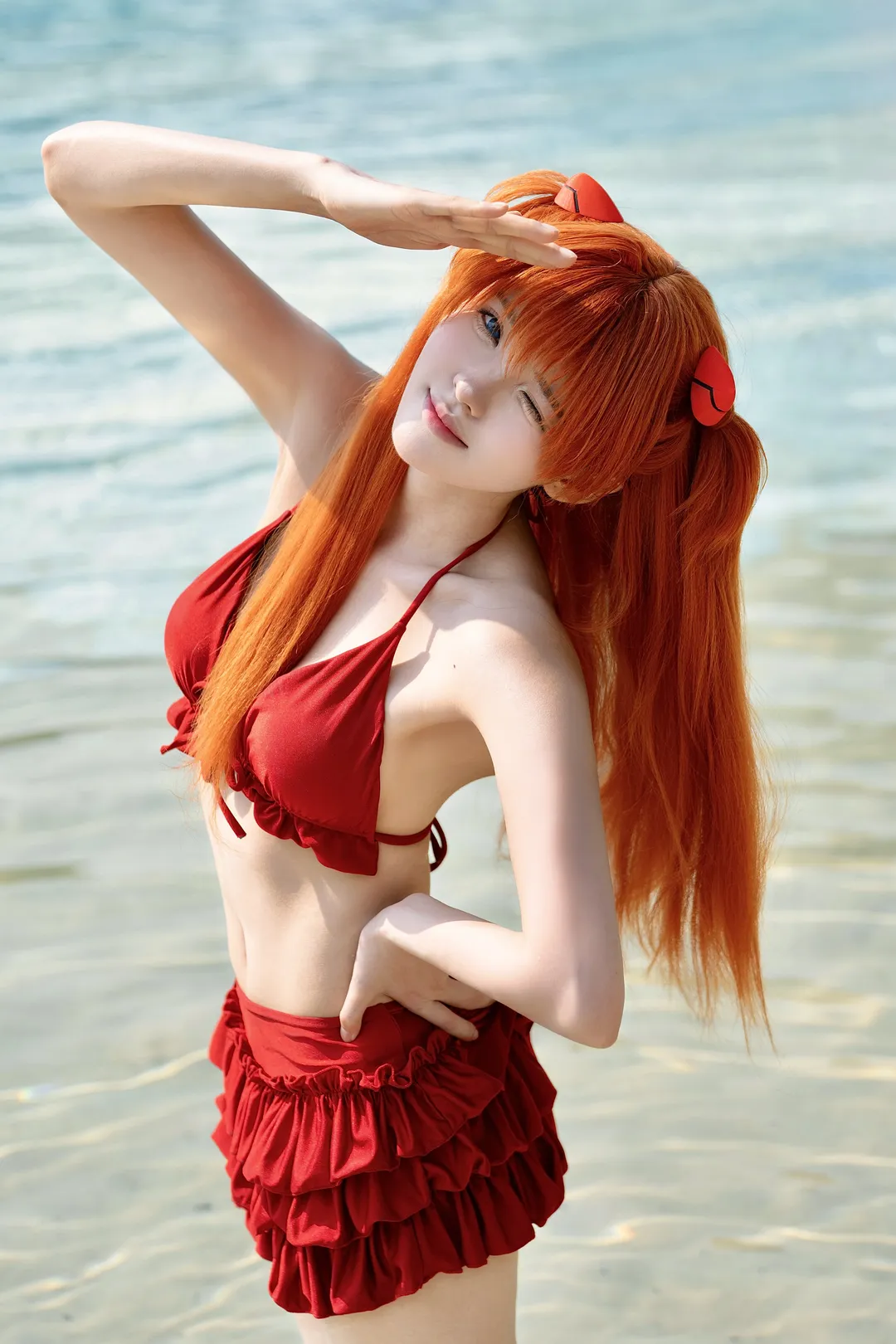 Swimsuit cosplay, Asuka Cosplay, Neon Genesis Evangelion, Anime cosplay, Summer location shoot - Image 2