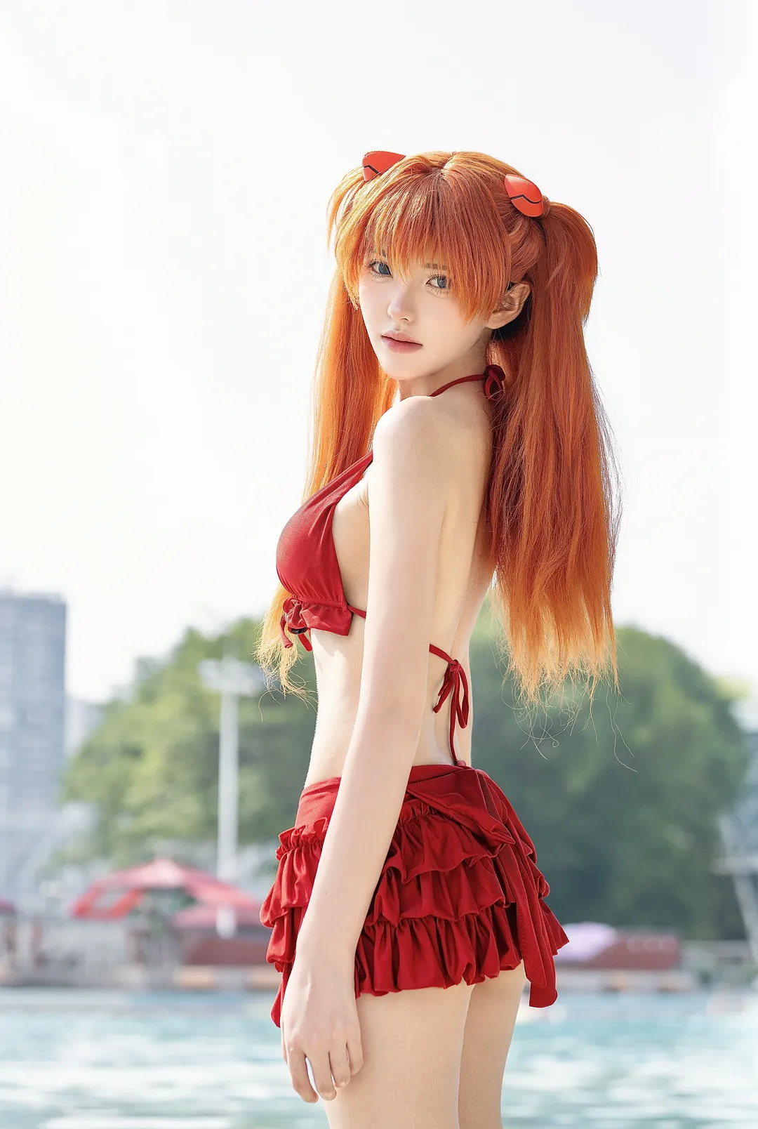 Swimsuit cosplay, Asuka Cosplay, Neon Genesis Evangelion, Anime cosplay, Summer location shoot - Image 3