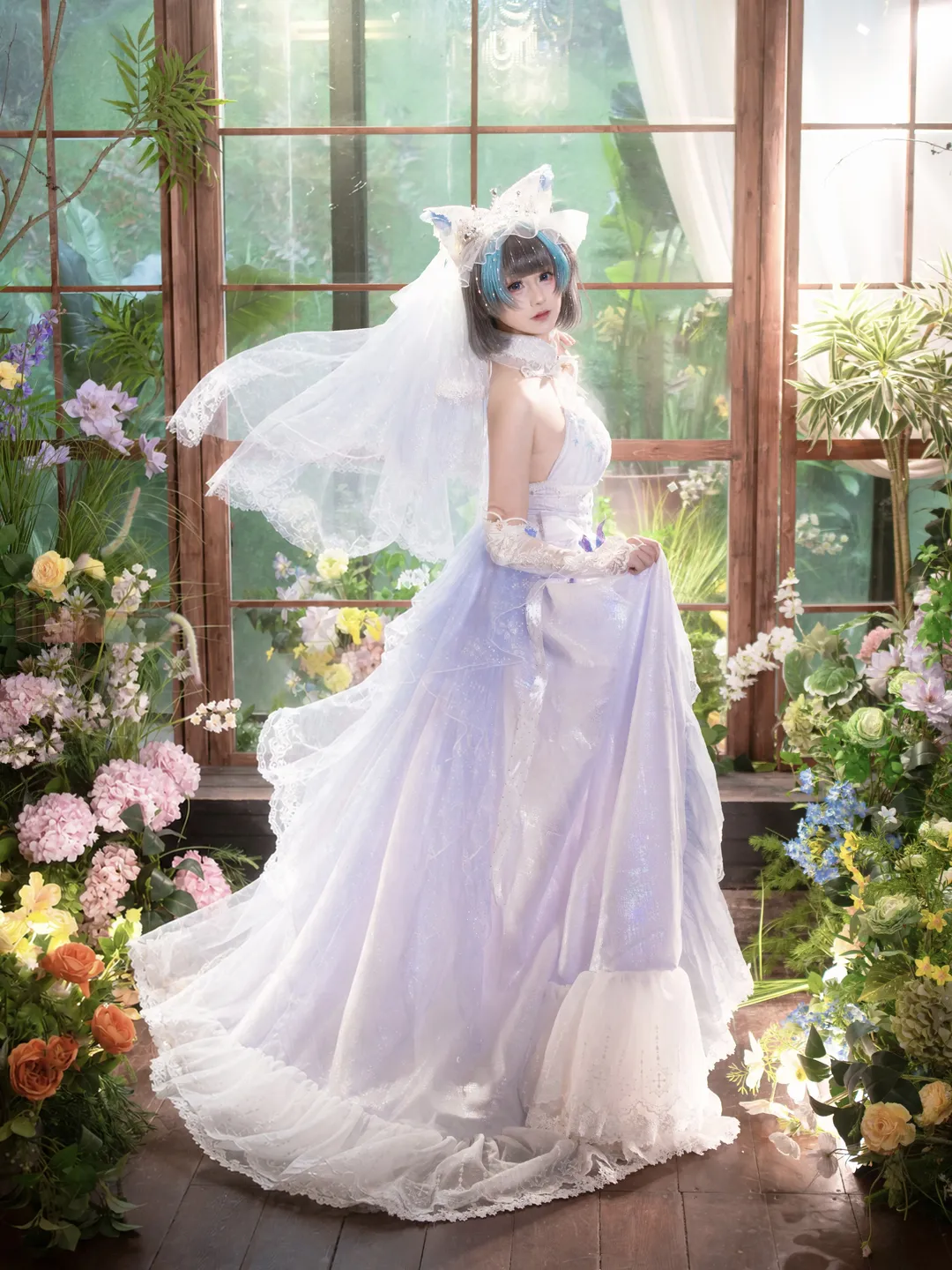 柴郡cos, 碧藍航線, 二次元cosplay, 花嫁cos, 白紗婚紗