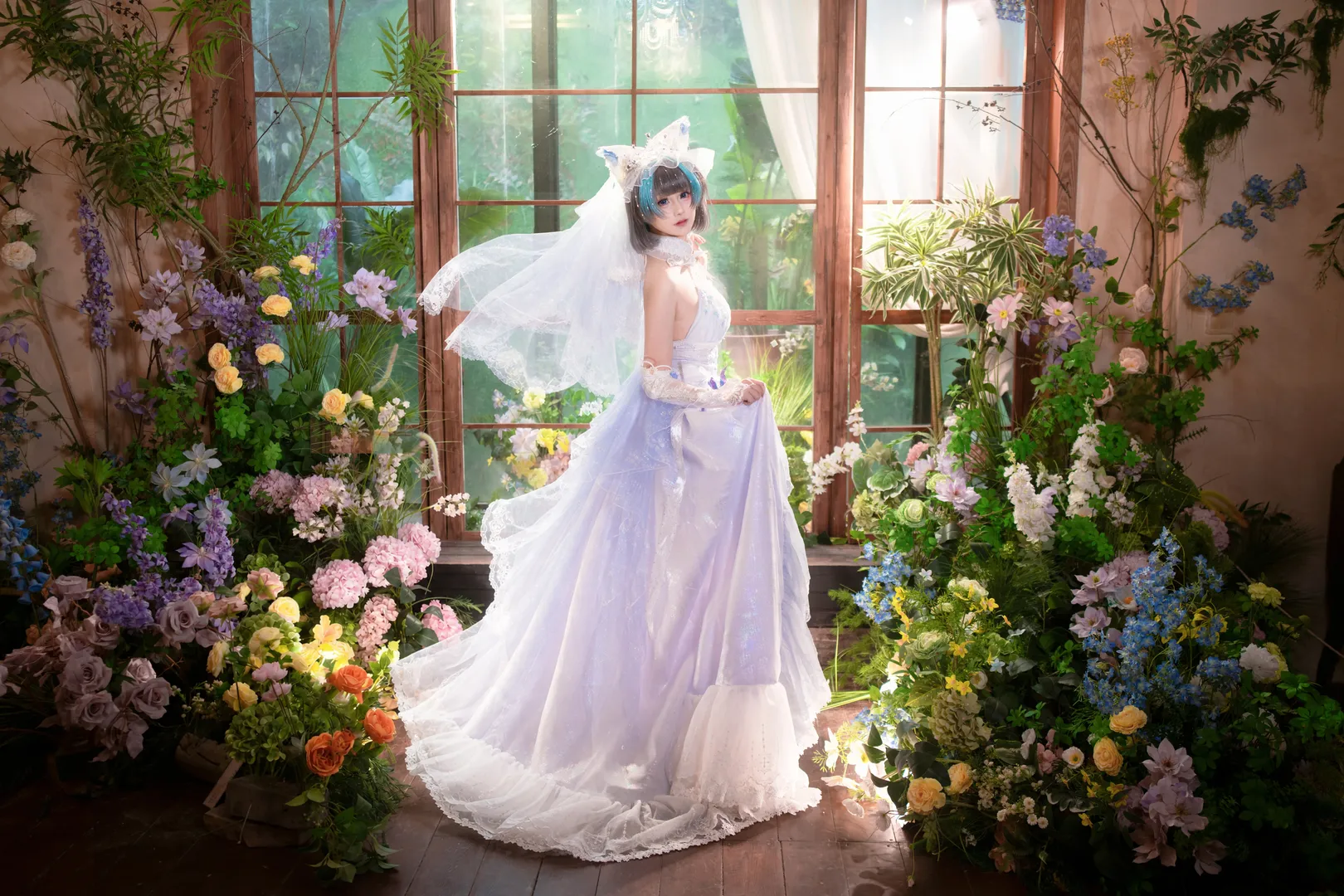 柴郡cos, 碧蓝航线, 二次元cosplay, 花嫁cos, 白纱婚纱 - 第2张