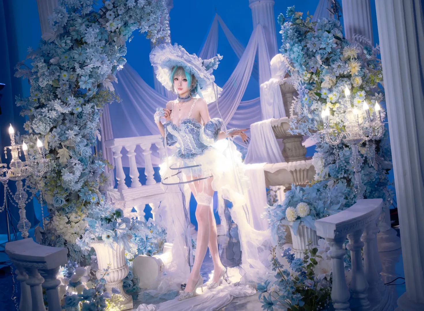 柴郡cos, 碧藍航線, cosplay攝影, 精緻妝造, 藍白禮服 - 第3張