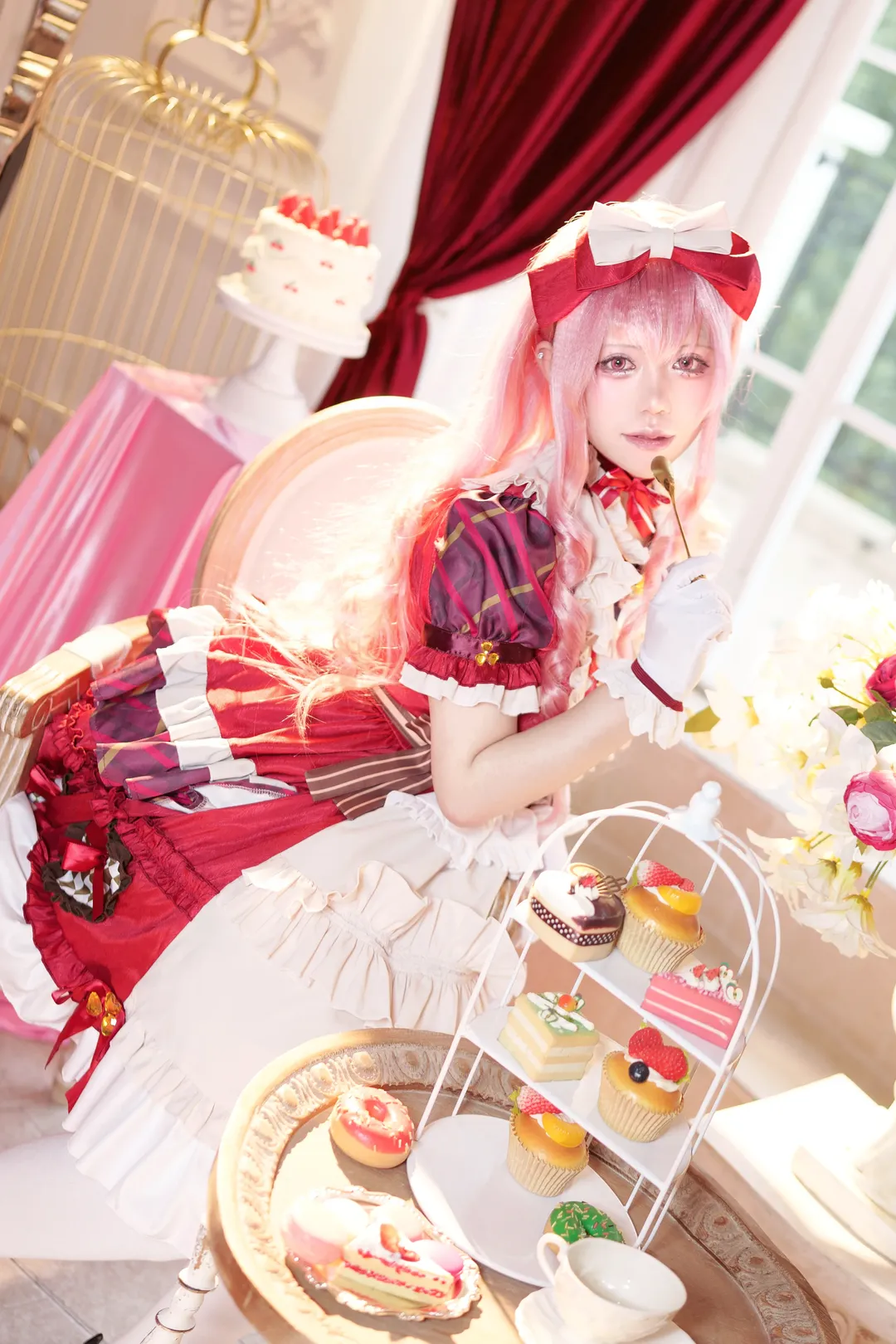 Cosplay, 下午茶, 桃井爱莉cos, pjsk, 红白洋装