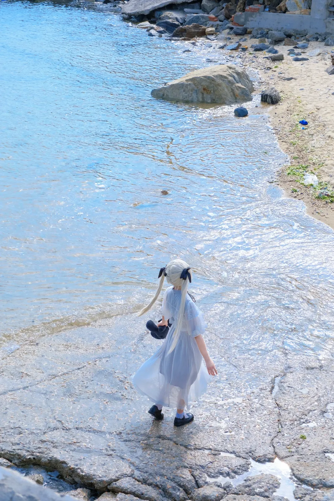 春日野穹cos, 缘之空, 海边写真, 双马尾, Cosplay日常 - 第2张