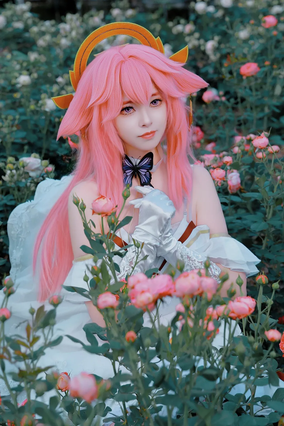 原神, cosplay, 户外摄影, 八重神子cos, 月季花海 - 第2张