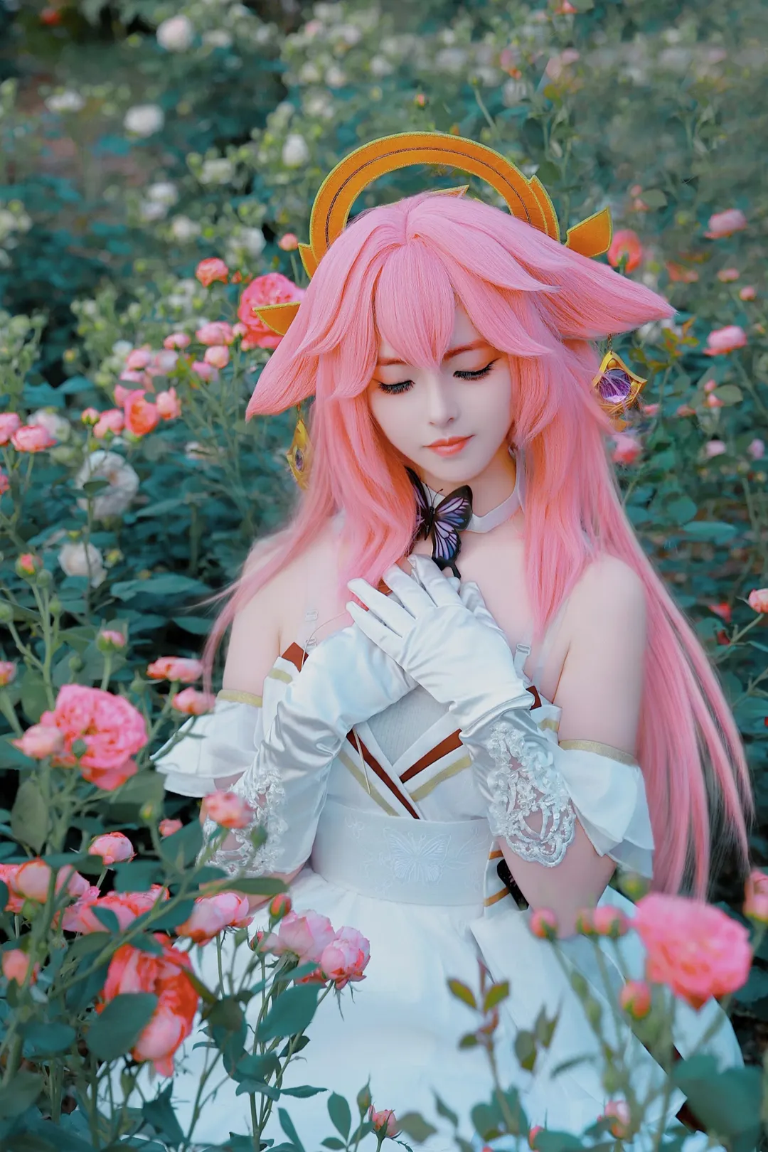 原神, cosplay, 户外摄影, 八重神子cos, 月季花海 - 第3张