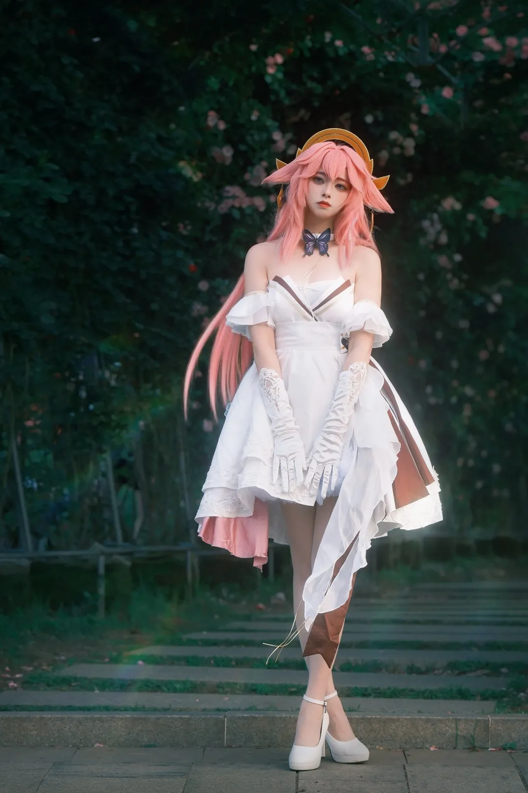 原神, Cosplay摄影, 八重神子cos, 动漫角色扮演, 月季花海
