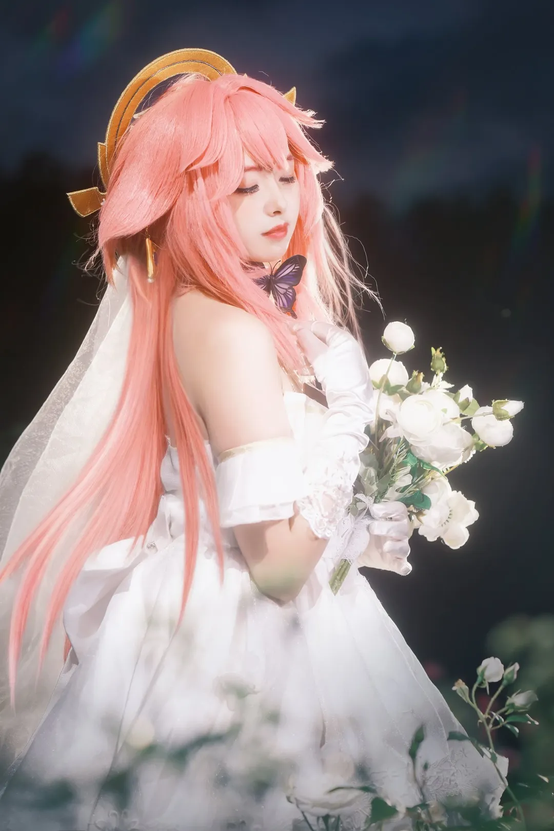 原神, Cosplay摄影, 八重神子cos, 动漫角色扮演, 月季花海 - 第4张