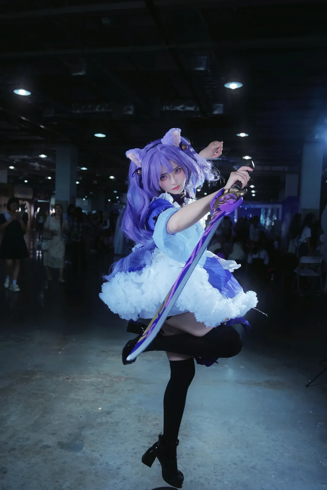 原神, 漫展场照, 刻晴cos, cosplay摄影, 紫发兽耳 - 第2张