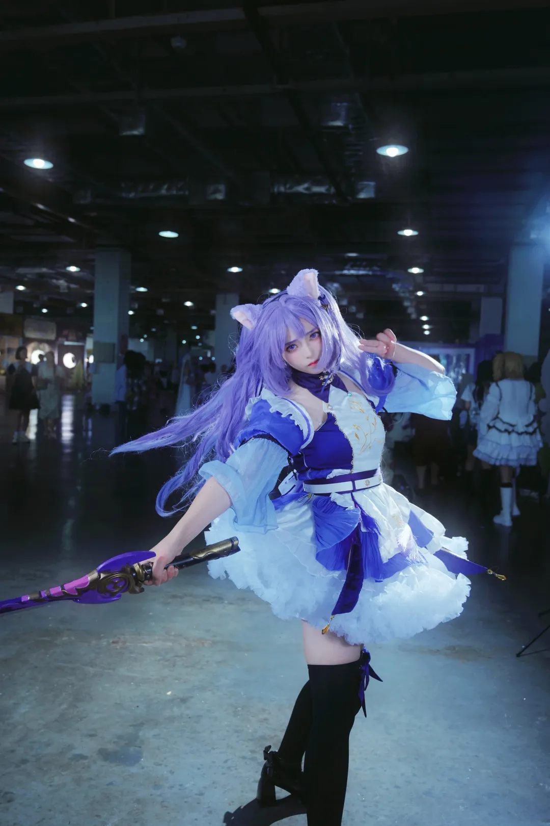 原神, 漫展场照, 刻晴cos, cosplay摄影, 紫发兽耳 - 第3张