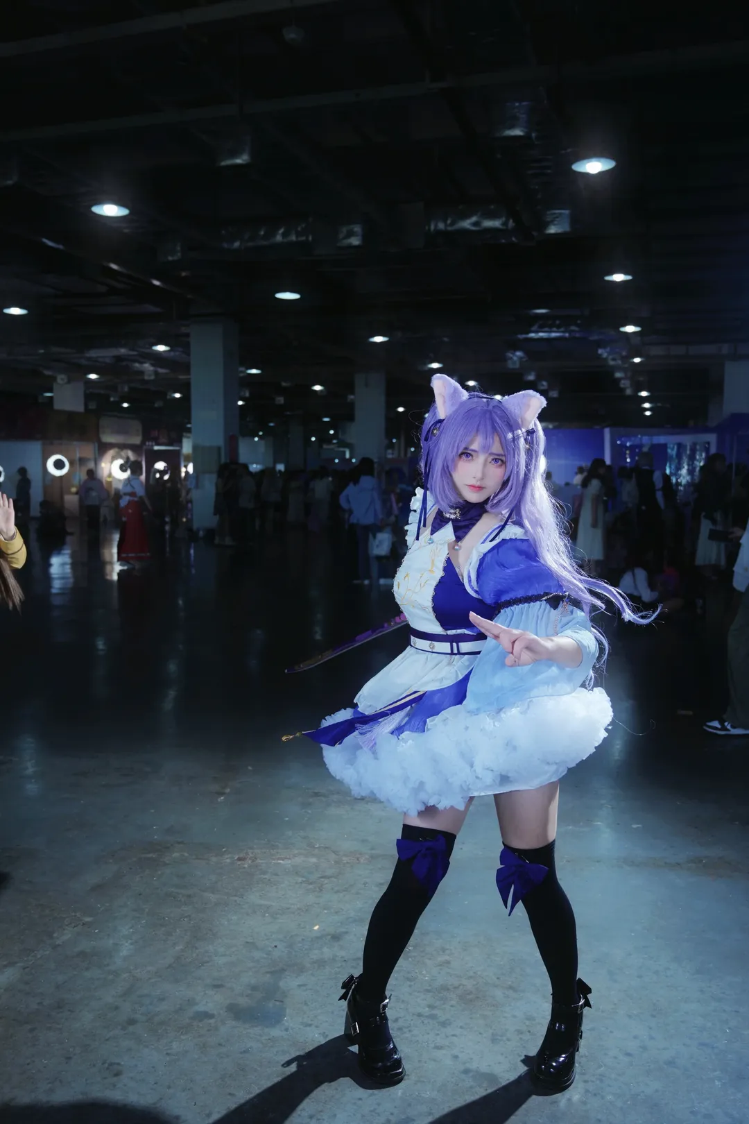 原神, 漫展场照, 刻晴cos, cosplay摄影, 紫发兽耳 - 第4张