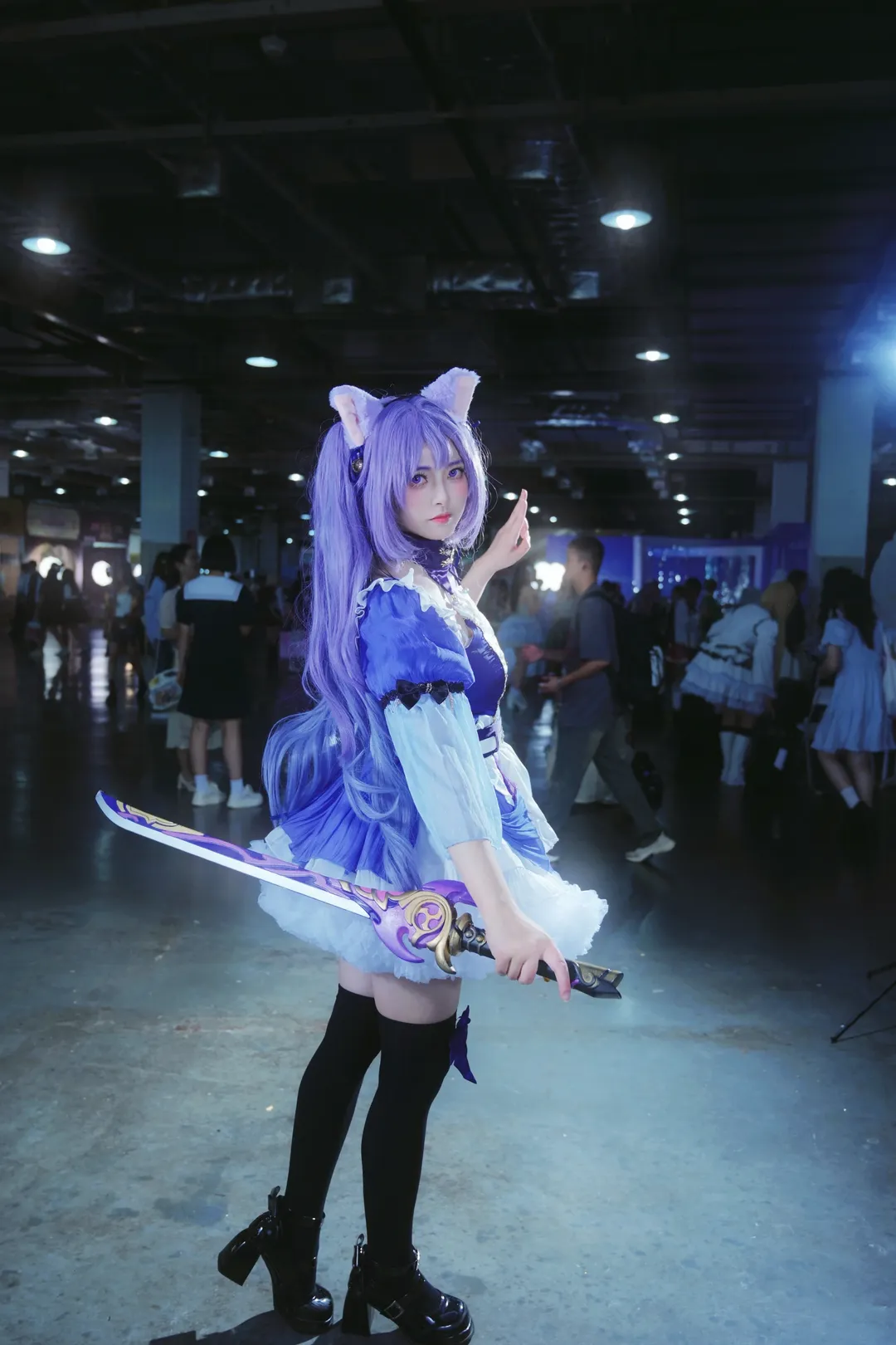 原神, 漫展场照, 刻晴cos, cosplay摄影, 紫发兽耳 - 第5张
