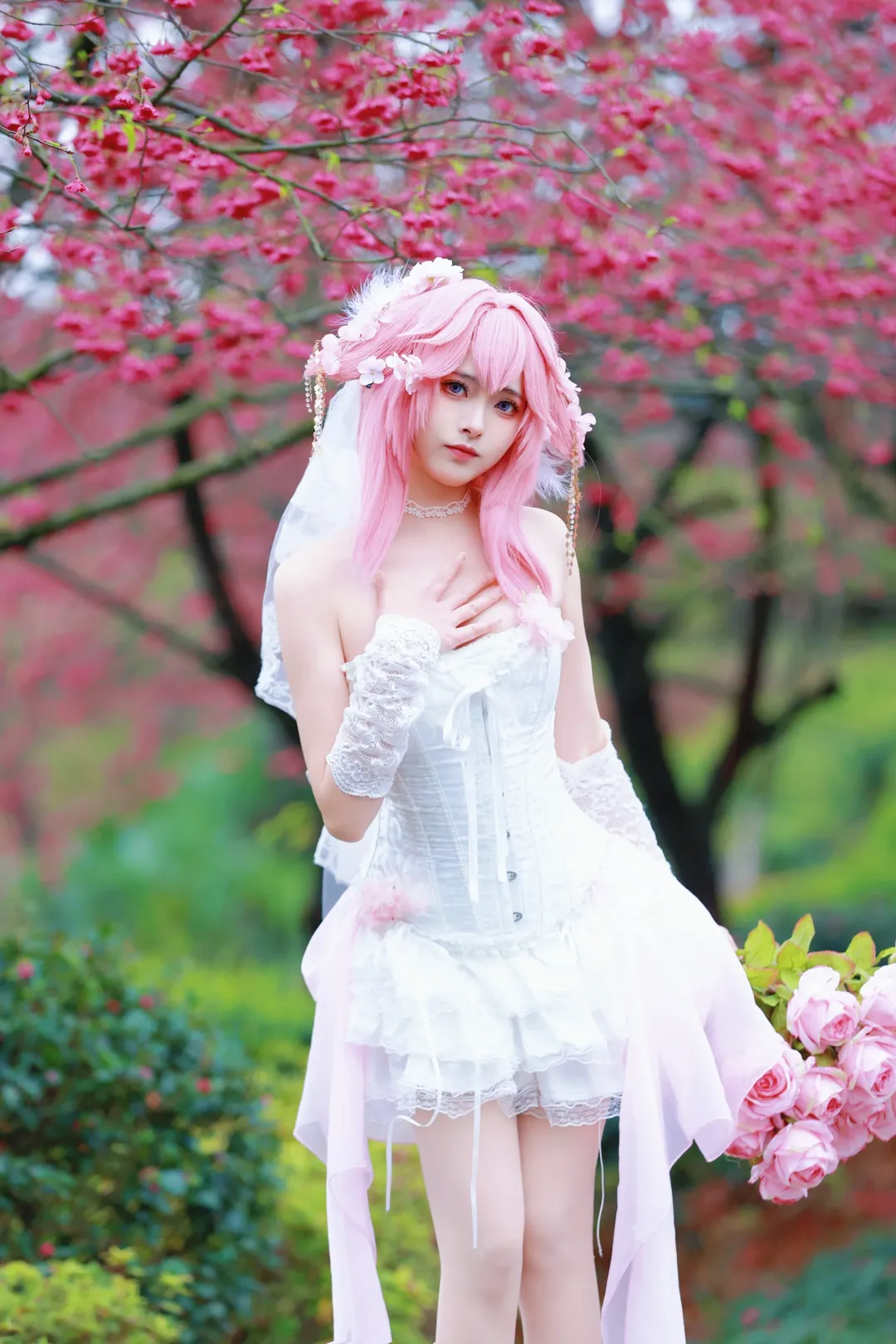 原神, 八重神子 コスプレ, コスプレ撮影, 早桜の独自設定, 花嫁風コスプレ