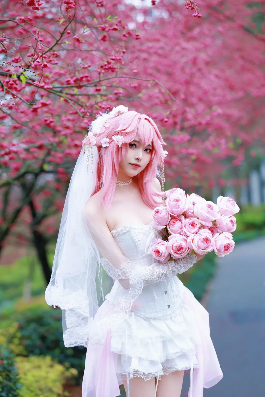 原神, 八重神子cos, cosplay摄影, 早樱私设, 花嫁风cos - 第4张