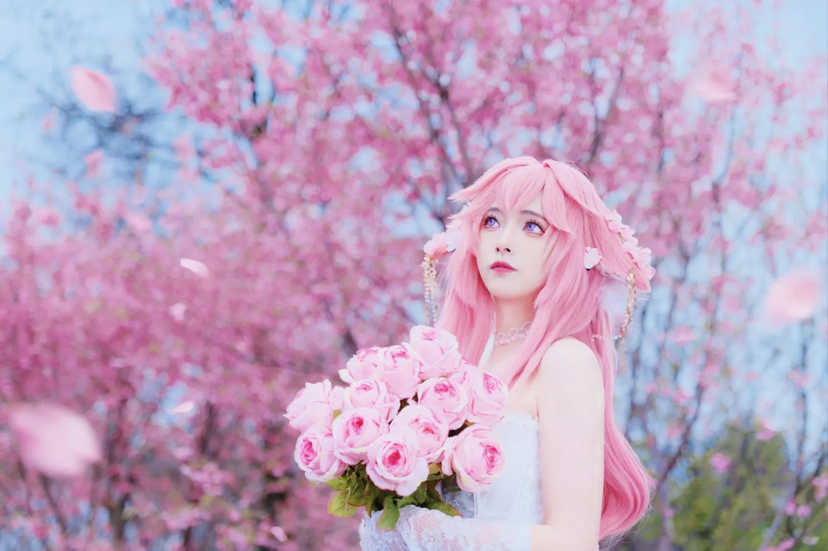 原神, 八重神子 コスプレ, 桜フォトグラフ, オリジナルドレス, コスプレ撮影 - 1枚目