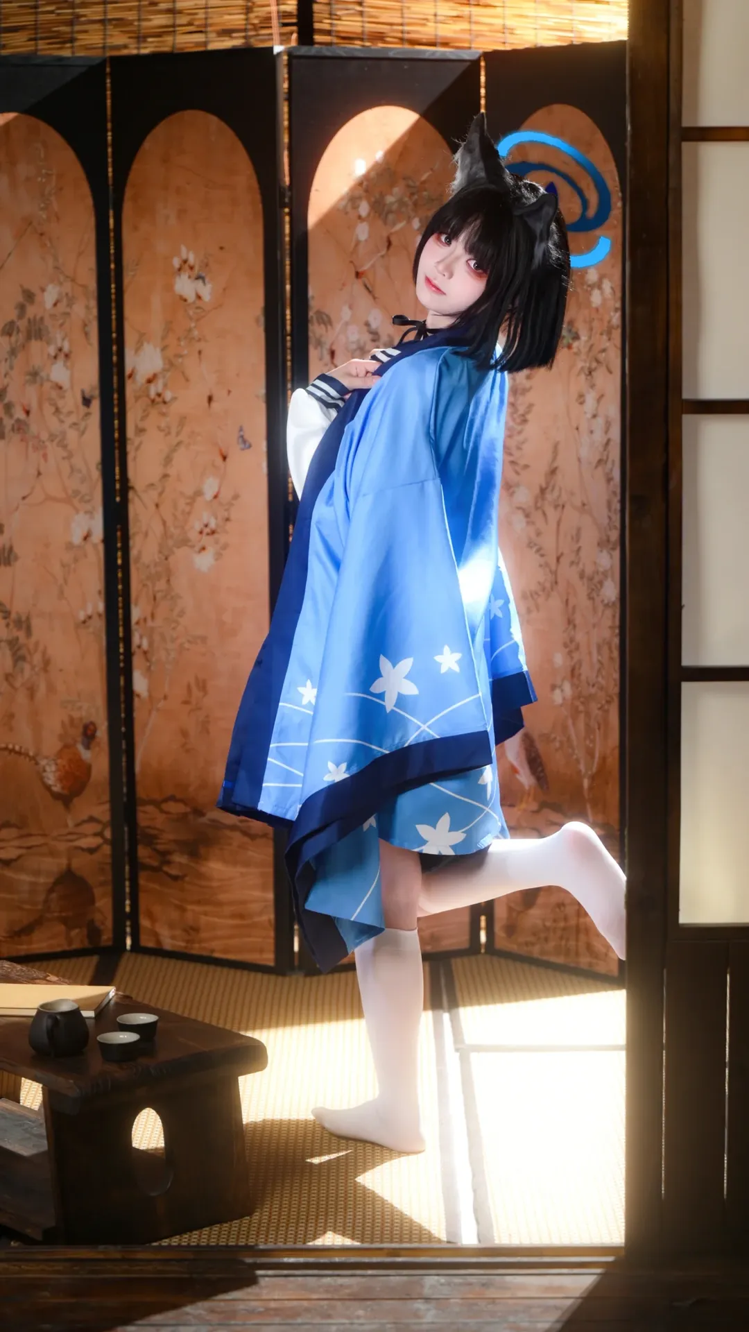 二次元撮影, ブルーアーカイブ, 猫耳少女, 桐生キキョウ コスプレ, 和室コスプレ - 1枚目