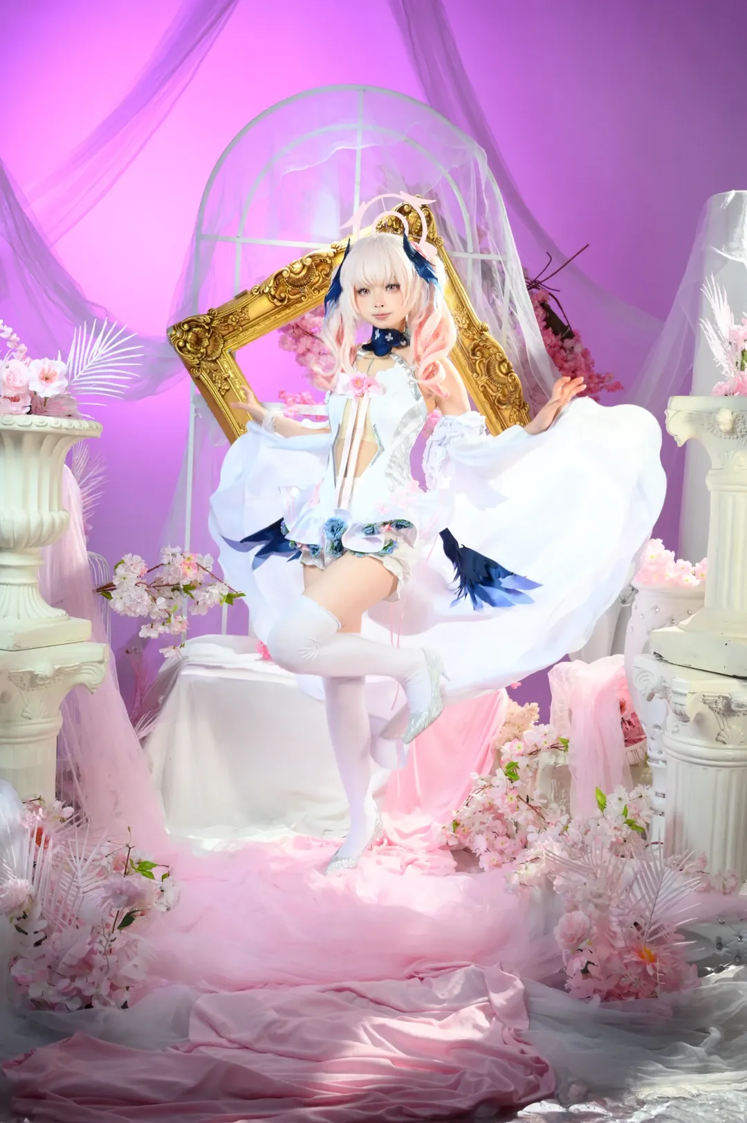 二次元摄影, 蔚蓝档案, 下江小春cos, 梦幻布景, 花嫁cosplay