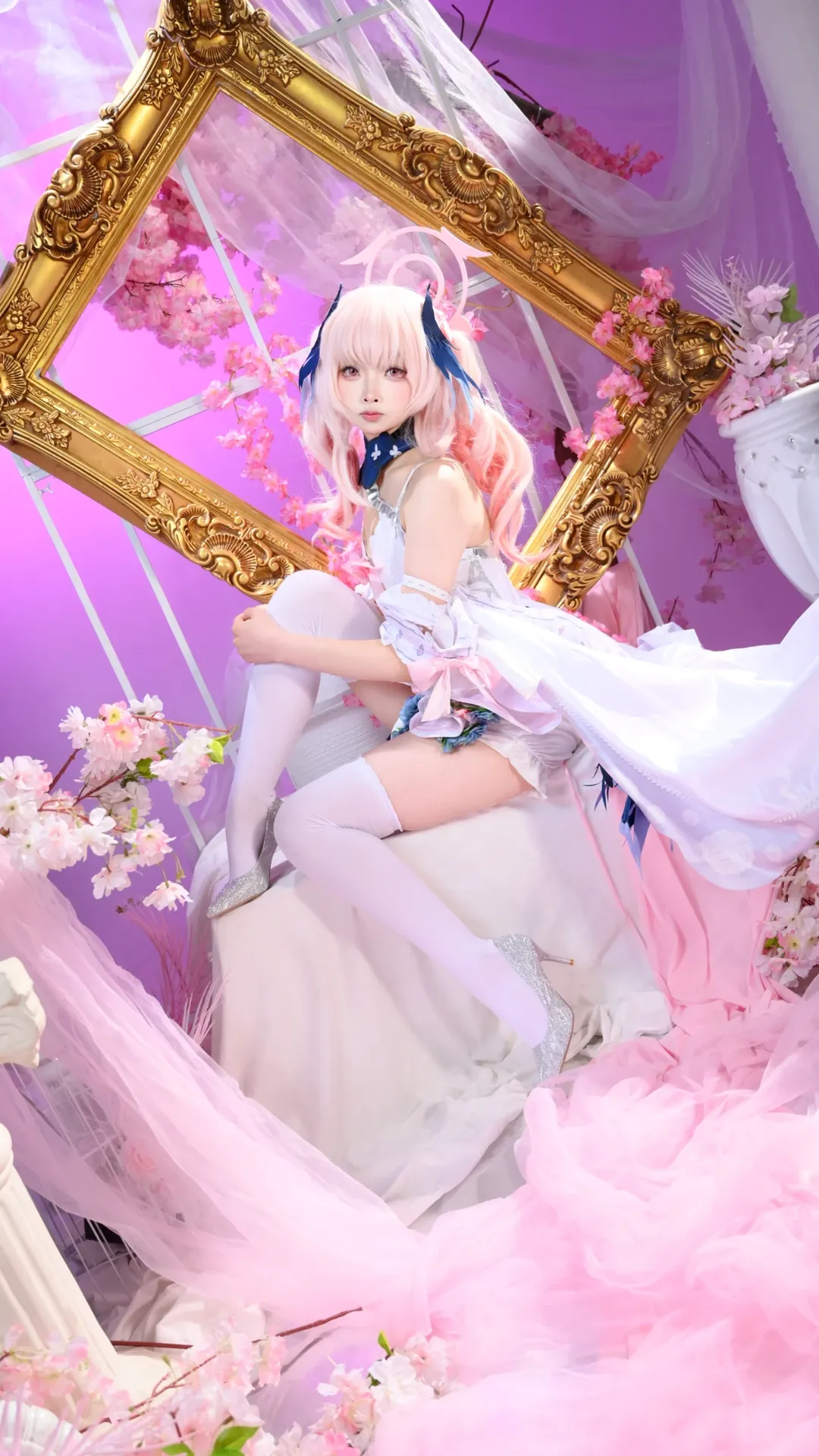 二次元撮影, ブルーアーカイブ, 下江コハル コスプレ, 純白の誓い, 夢幻的なコスプレ