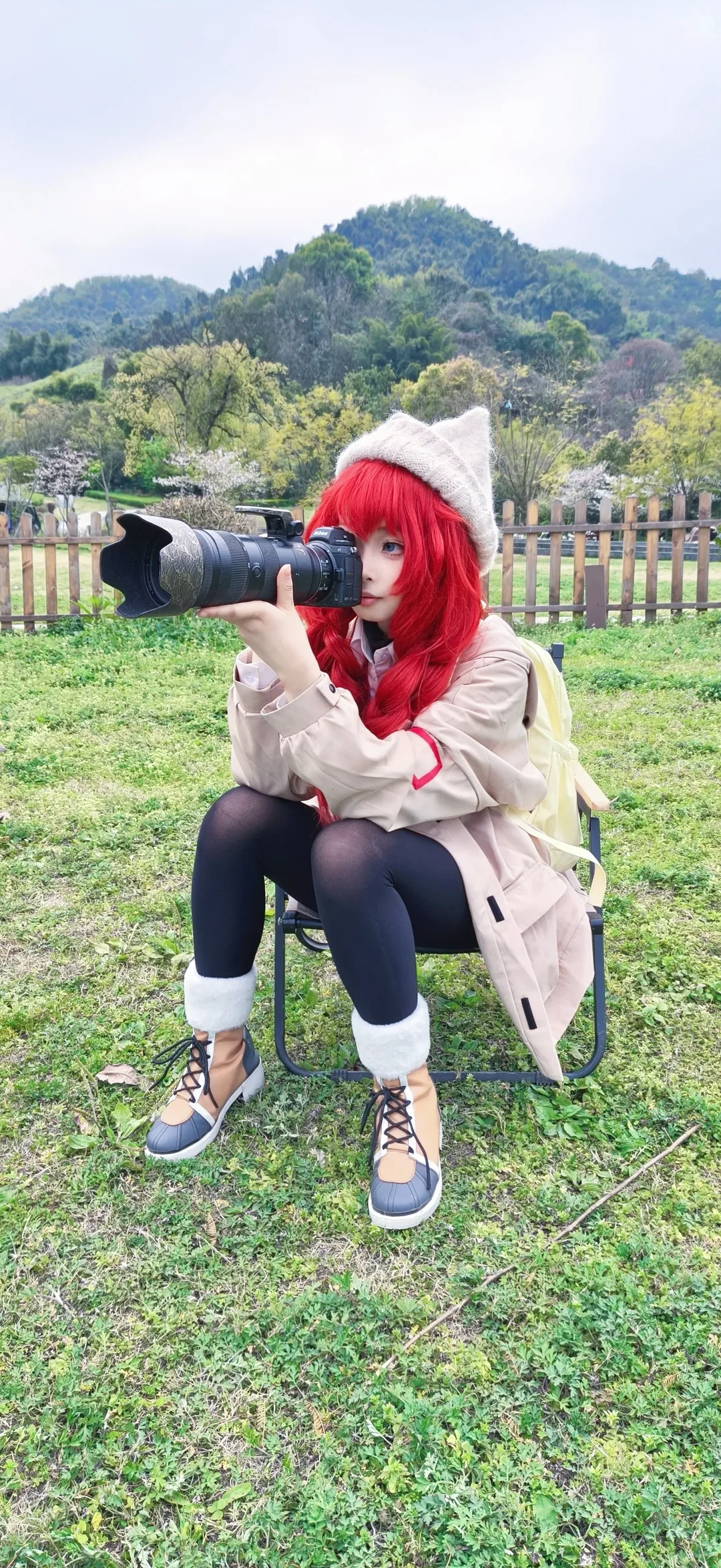 Blue Archive, Outdoor cosplay photography, Maki cosplay, Nikon bird photography, Anime-style camping