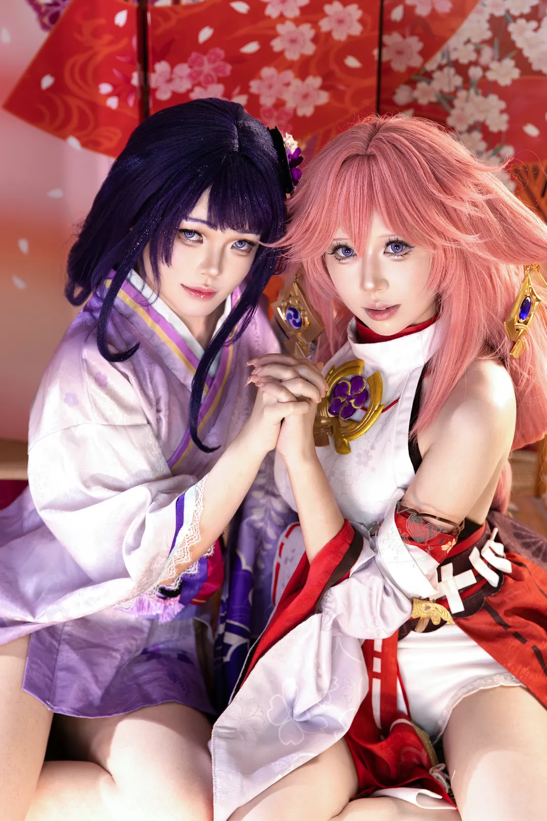 原神, 八重神子cos, 鸣神组, 和风cosplay, 雷电真cos