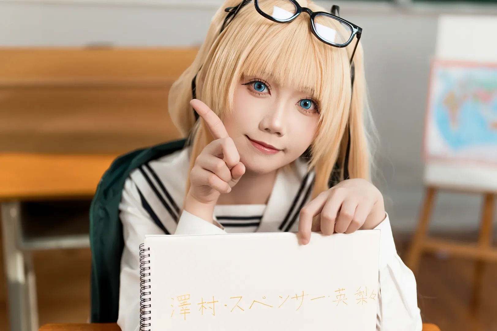 JK制服, 路人女主的养成方法, 英梨梨cos, 金发双马尾, 校园摄影 - 第3张