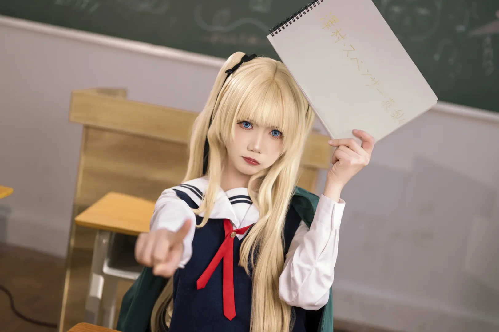 JK制服, 路人女主的养成方法, 英梨梨cos, 金发双马尾, 校园摄影 - 第4张