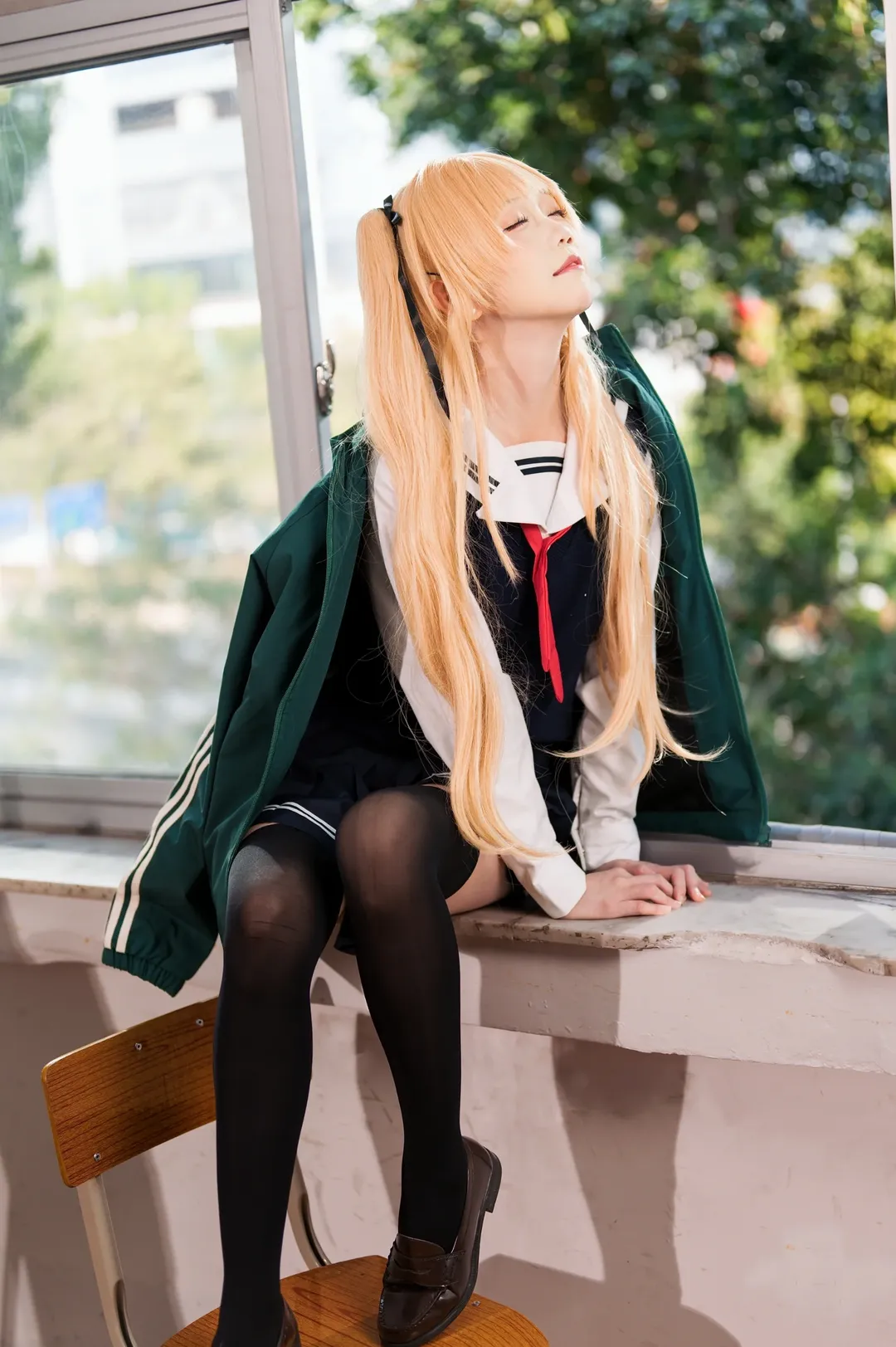 JK制服, 路人女主的养成方法, 英梨梨cos, 金发双马尾, 校园摄影 - 第6张