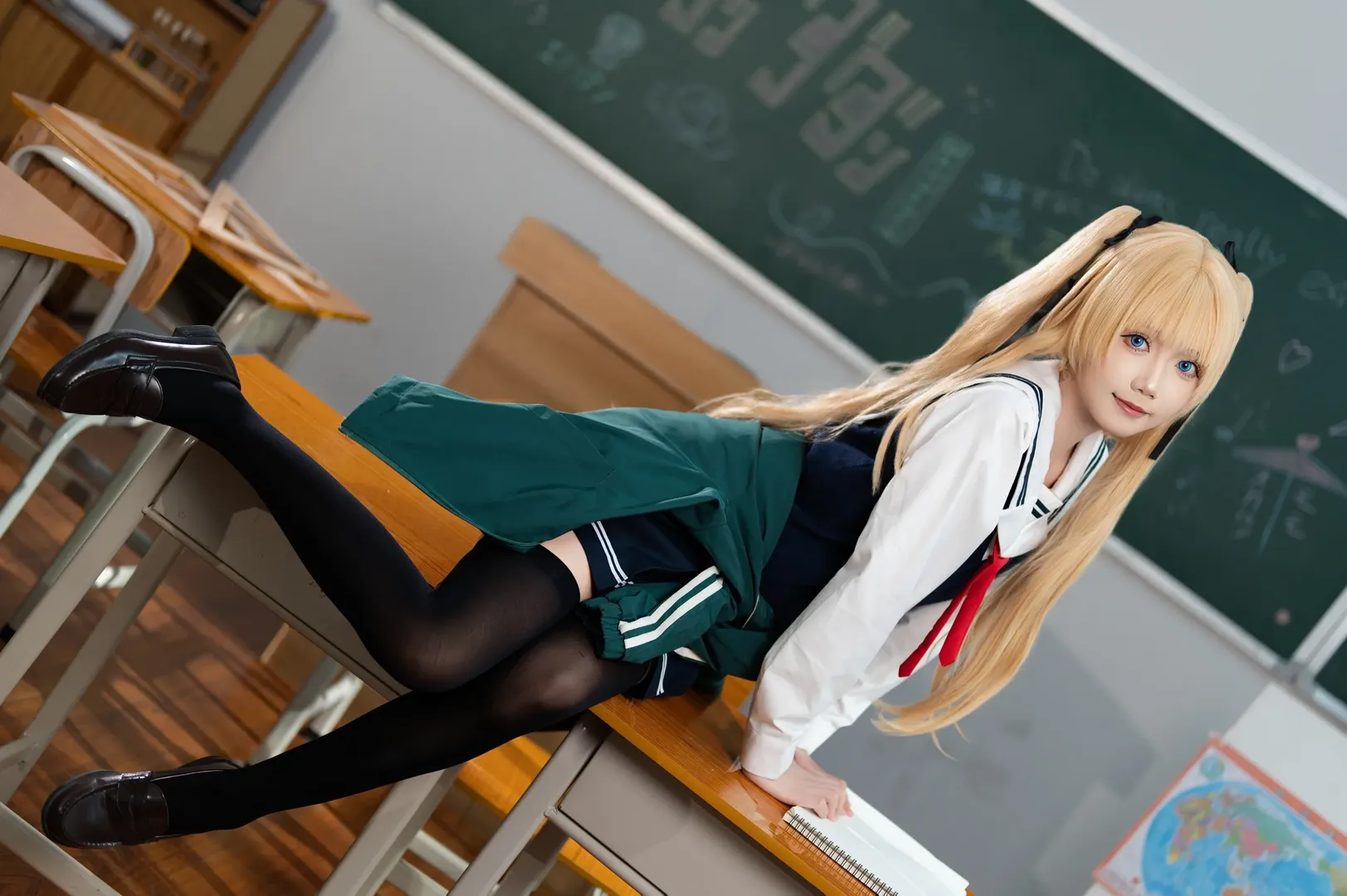 JK制服, 路人女主的养成方法, 英梨梨cos, 金发双马尾, 校园摄影 - 第8张