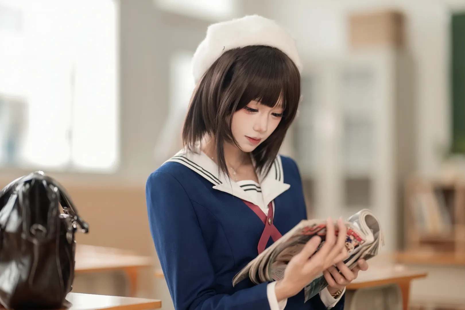 JK制服, 加藤恵コスプレ, 冴えない彼女の育てかた, 教室の写真, 日系少女 - 5枚目