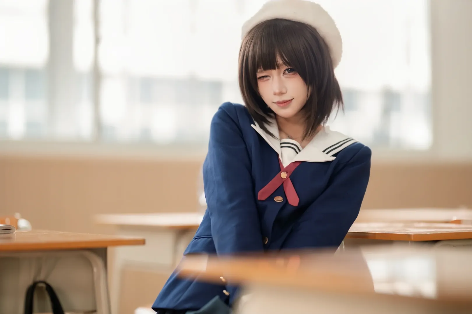JK制服, 加藤恵コスプレ, 冴えない彼女の育てかた, 教室の写真, 日系少女 - 8枚目
