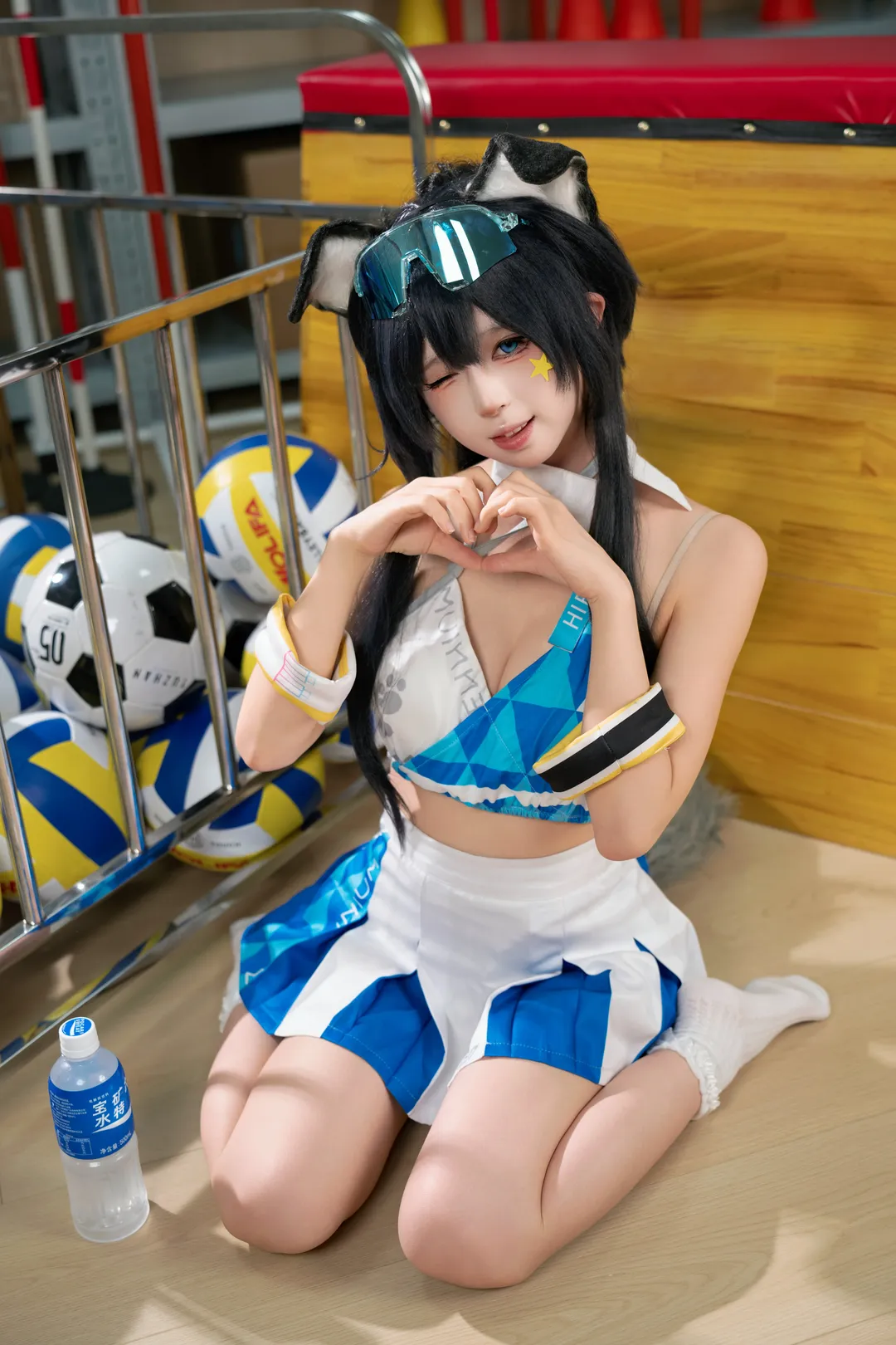 Anime-style photography, Blue Archive, Cosplay sharing, Nekozuka Hibiki cosplay, Cheerleader cosplay