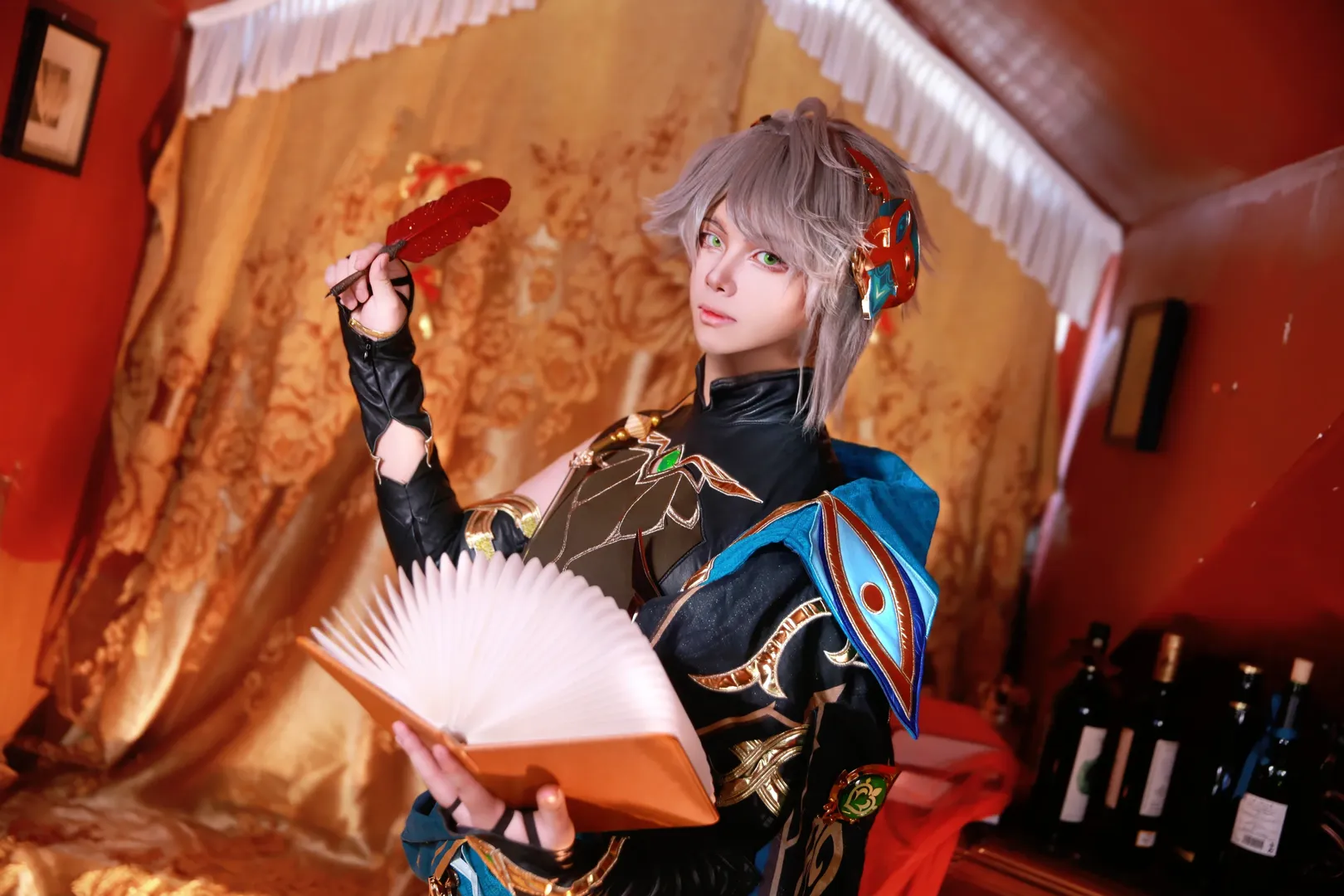 ロールプレイ, 原神, コスプレ, アルハイゼンコスプレ, 銀髪と緑の目