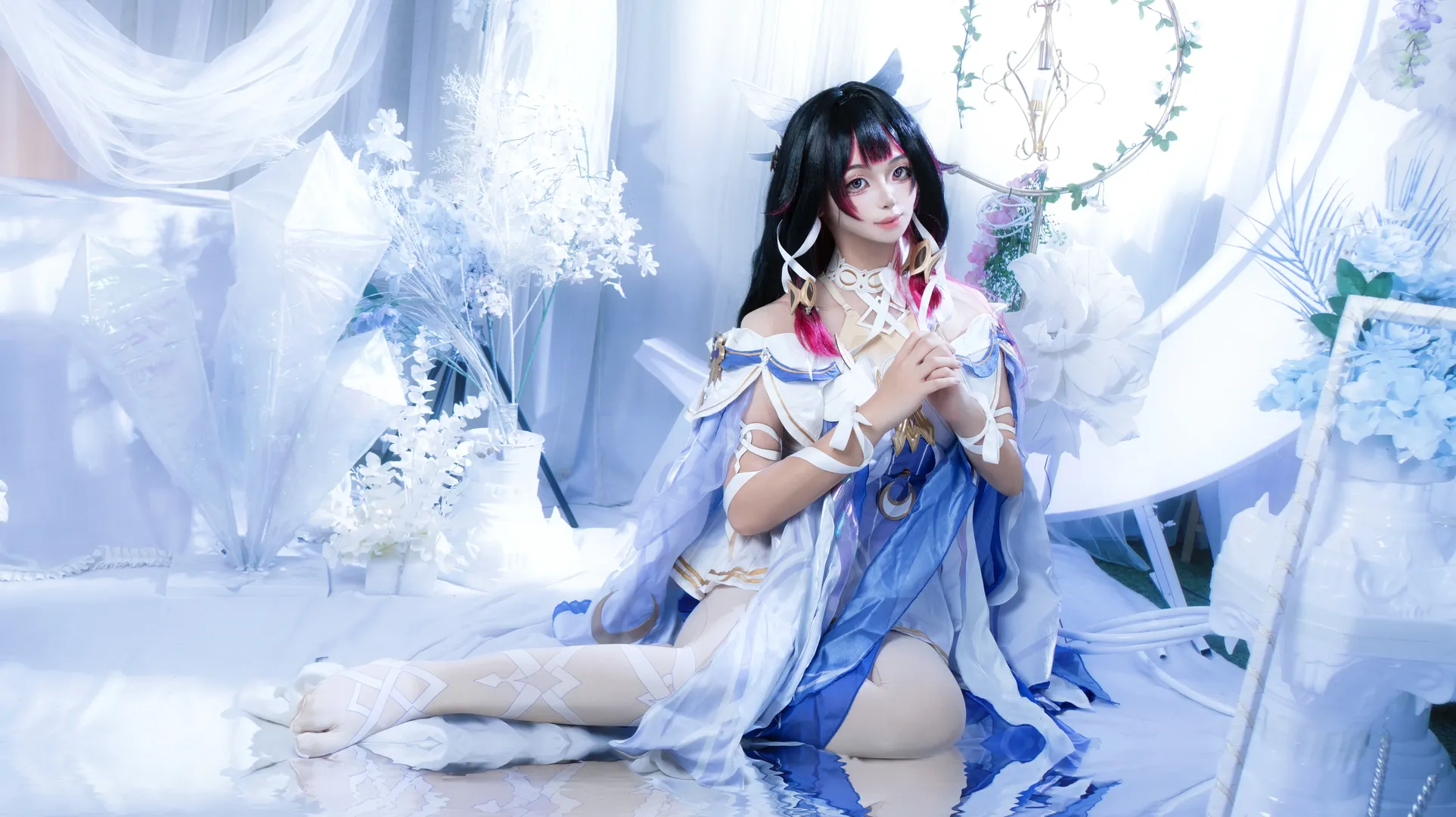 原神, 哥伦比娅cos, cosplay摄影, 二次元还原, 冰系少女