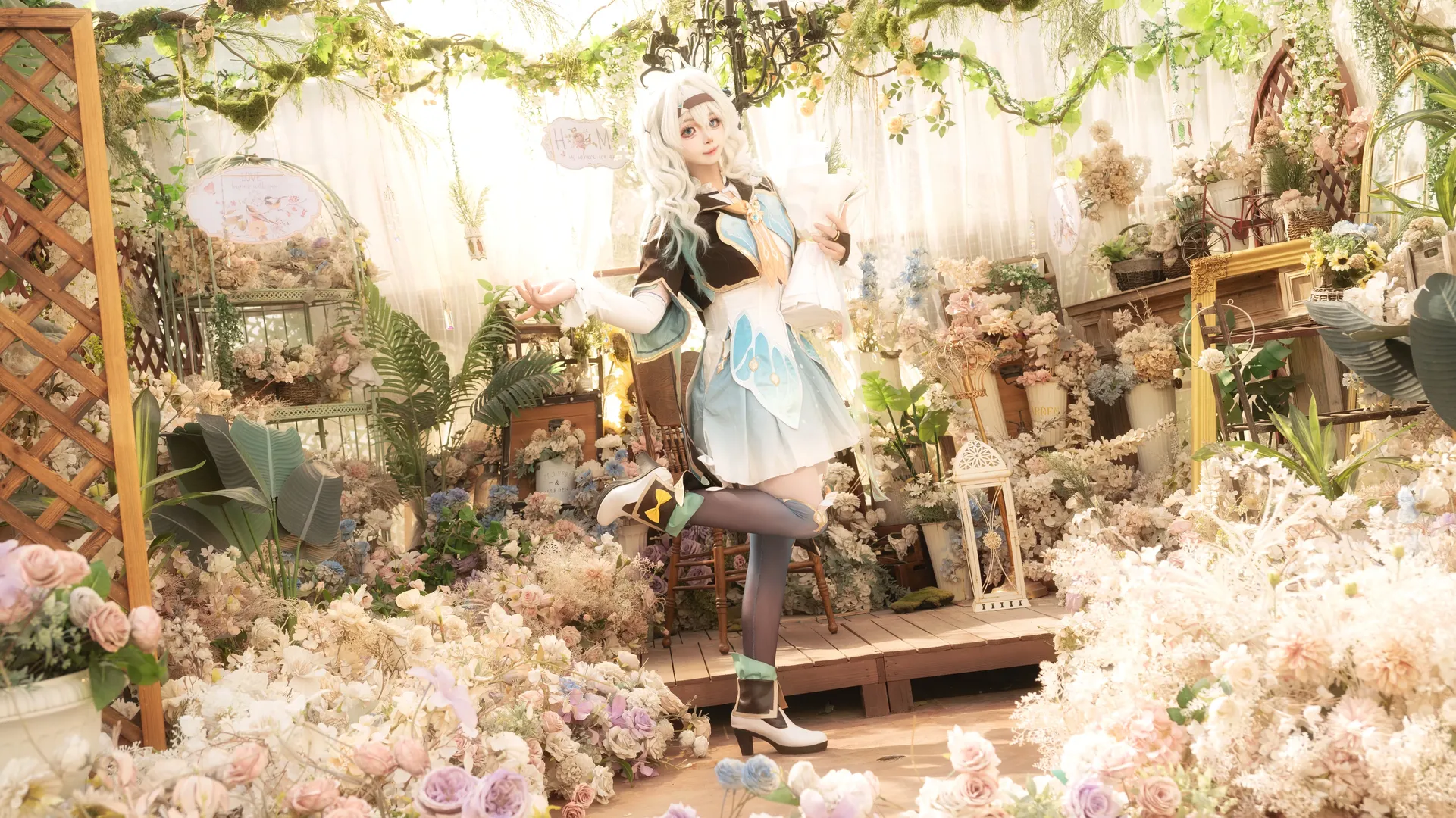 2次元少女, 崩壊：スターレイル, ホタル コスプレ, コスプレ撮影, 花畑のポートレート