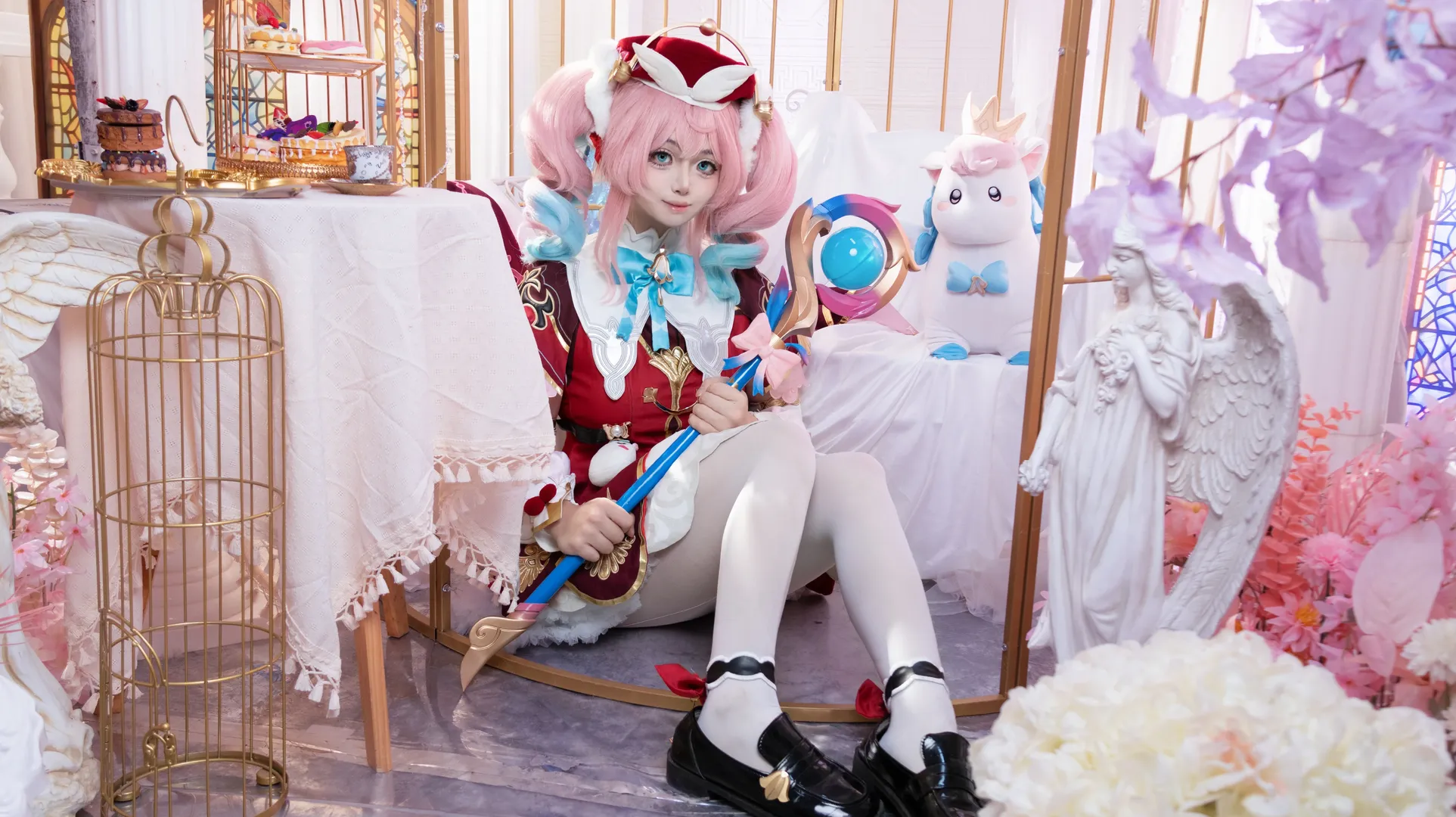 Honkai: Star Rail, Hyacinthia cosplay, Cosplay photography, Pink twin tails, Dreamy dress