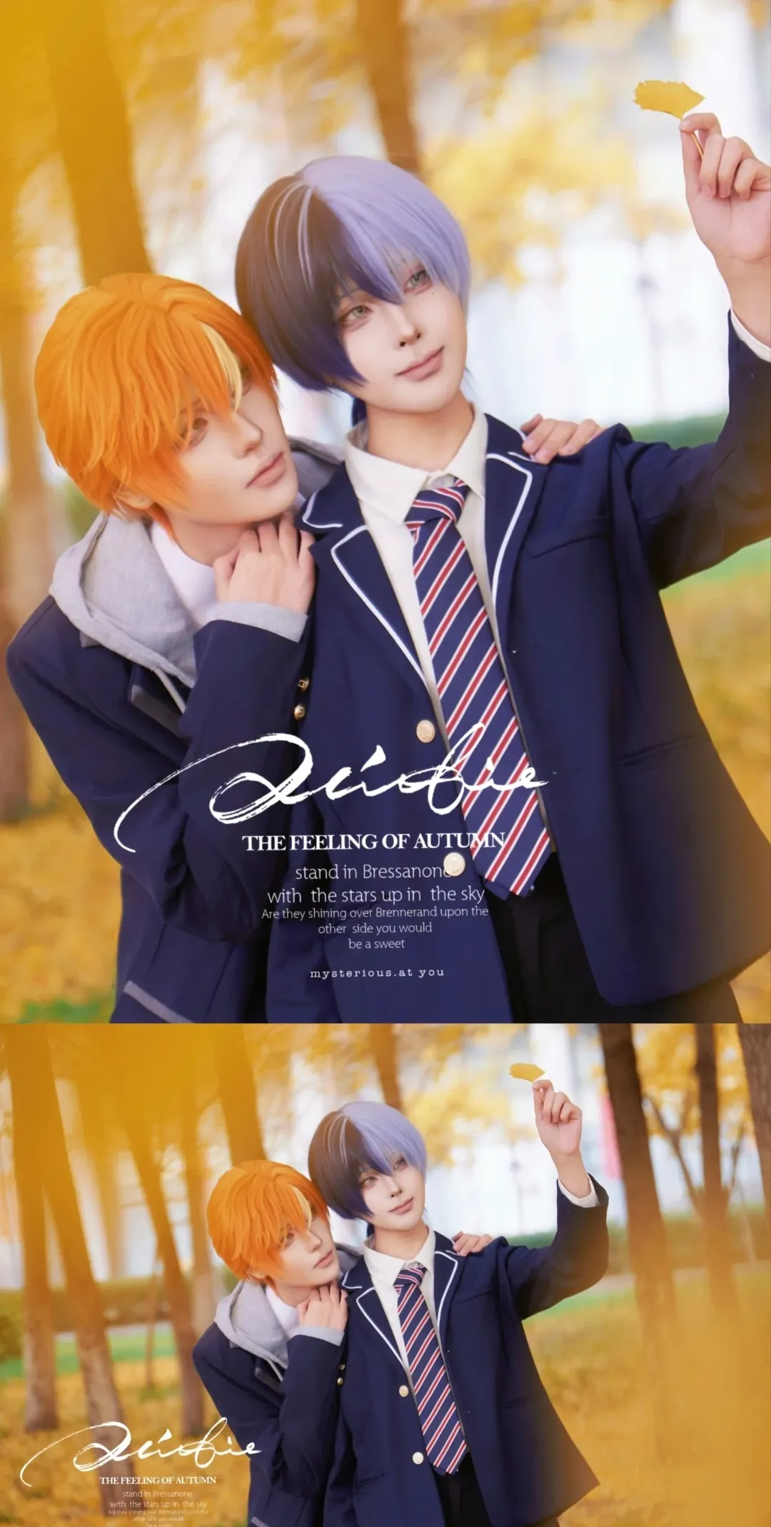 pjsk, 东云彰人cos, 青柳冬弥cos, 秋日银杏林, 双人cosplay正片 - 第1张