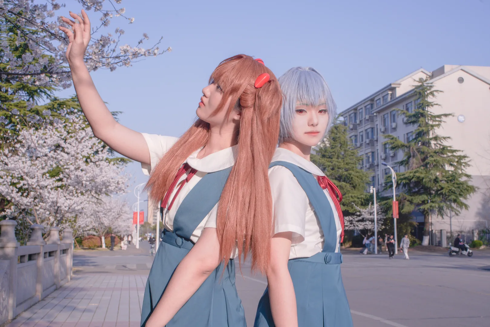 明日香cos, 新世纪福音战士, 制服穿搭, 双人cosplay, 樱花cos - 第6张
