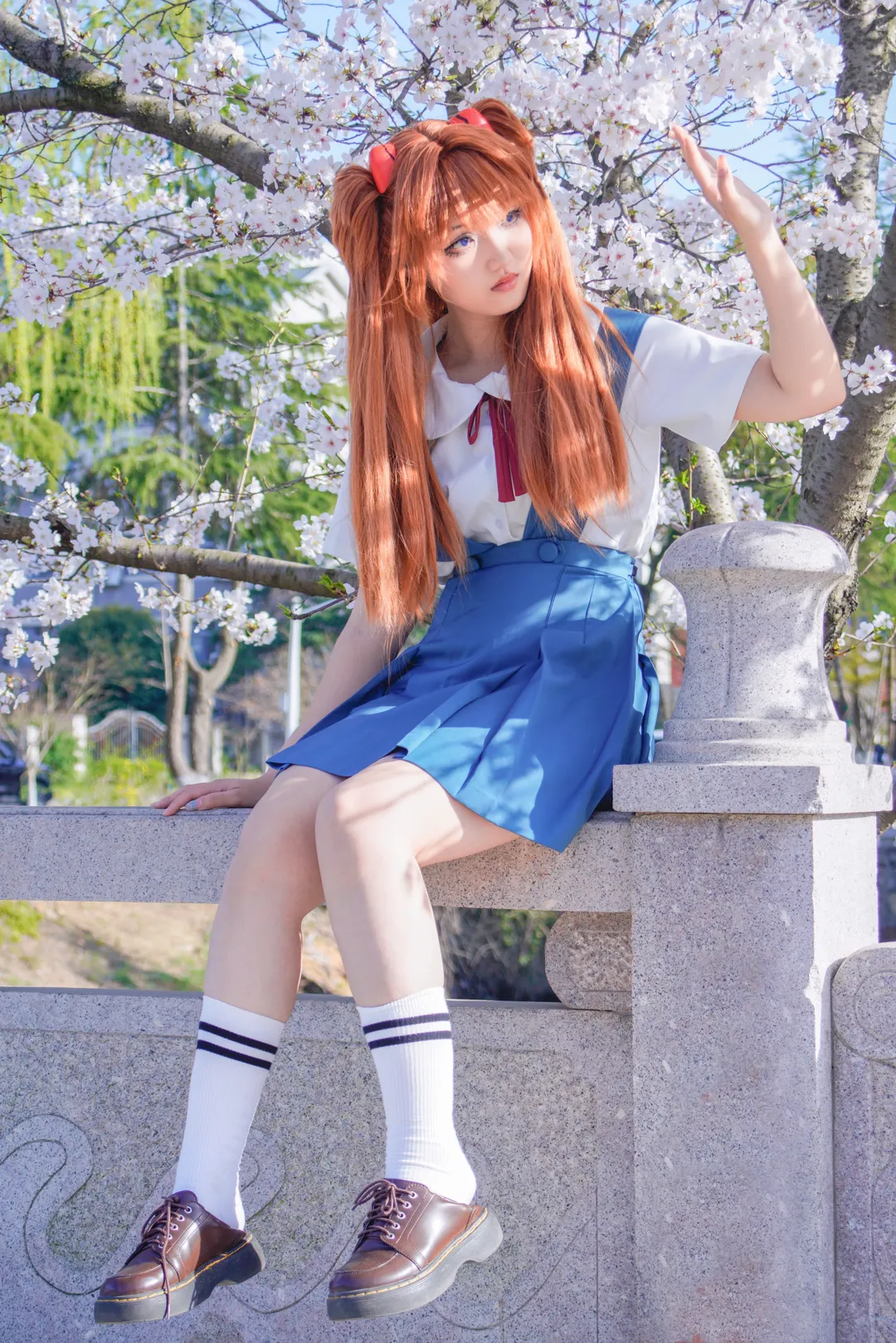 明日香cos, 新世纪福音战士, 制服穿搭, 双人cosplay, 樱花cos - 第8张