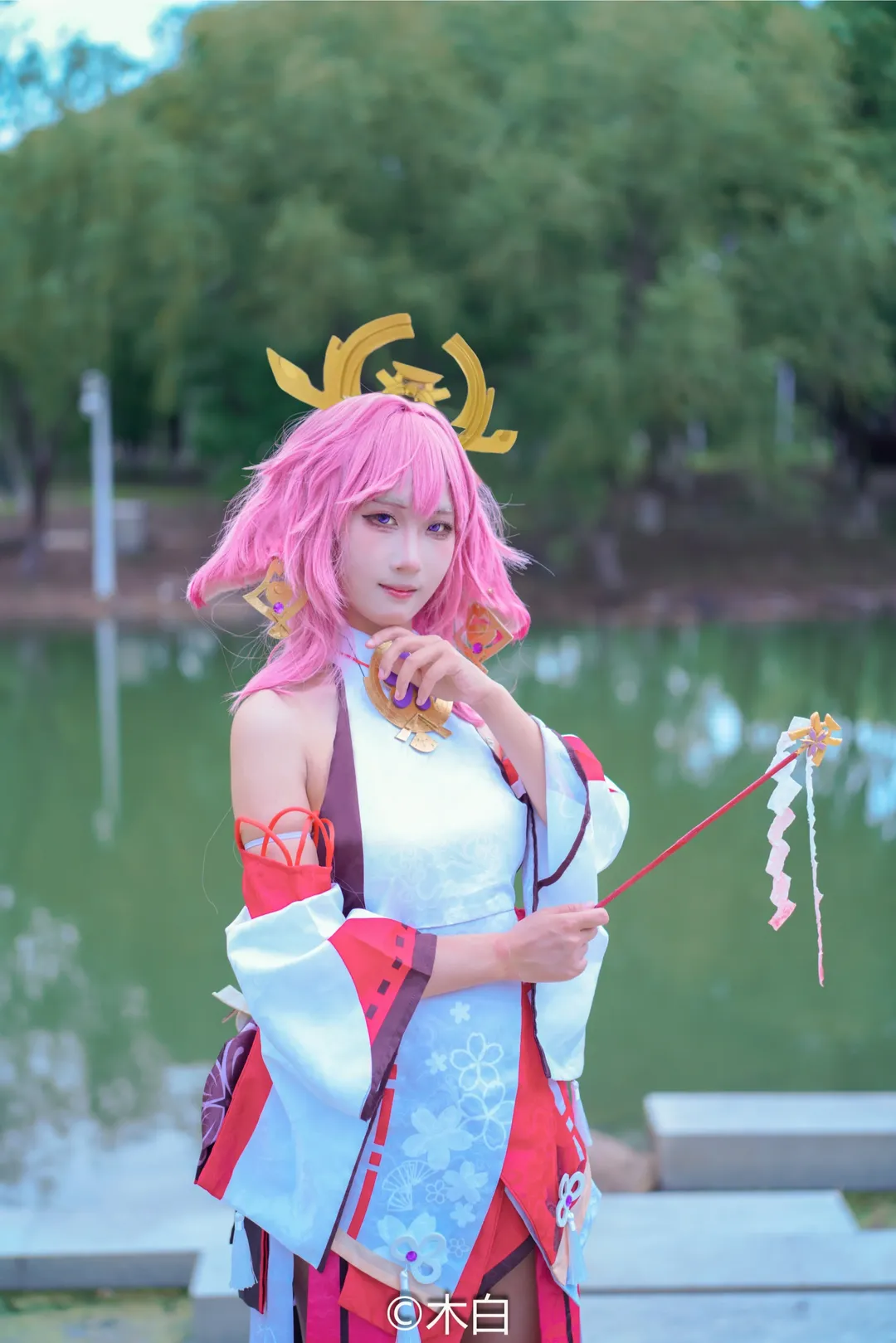 原神, 八重神子cos, 二次元正片, 户外cos摄影, 粉色头发cosplay - 第4张
