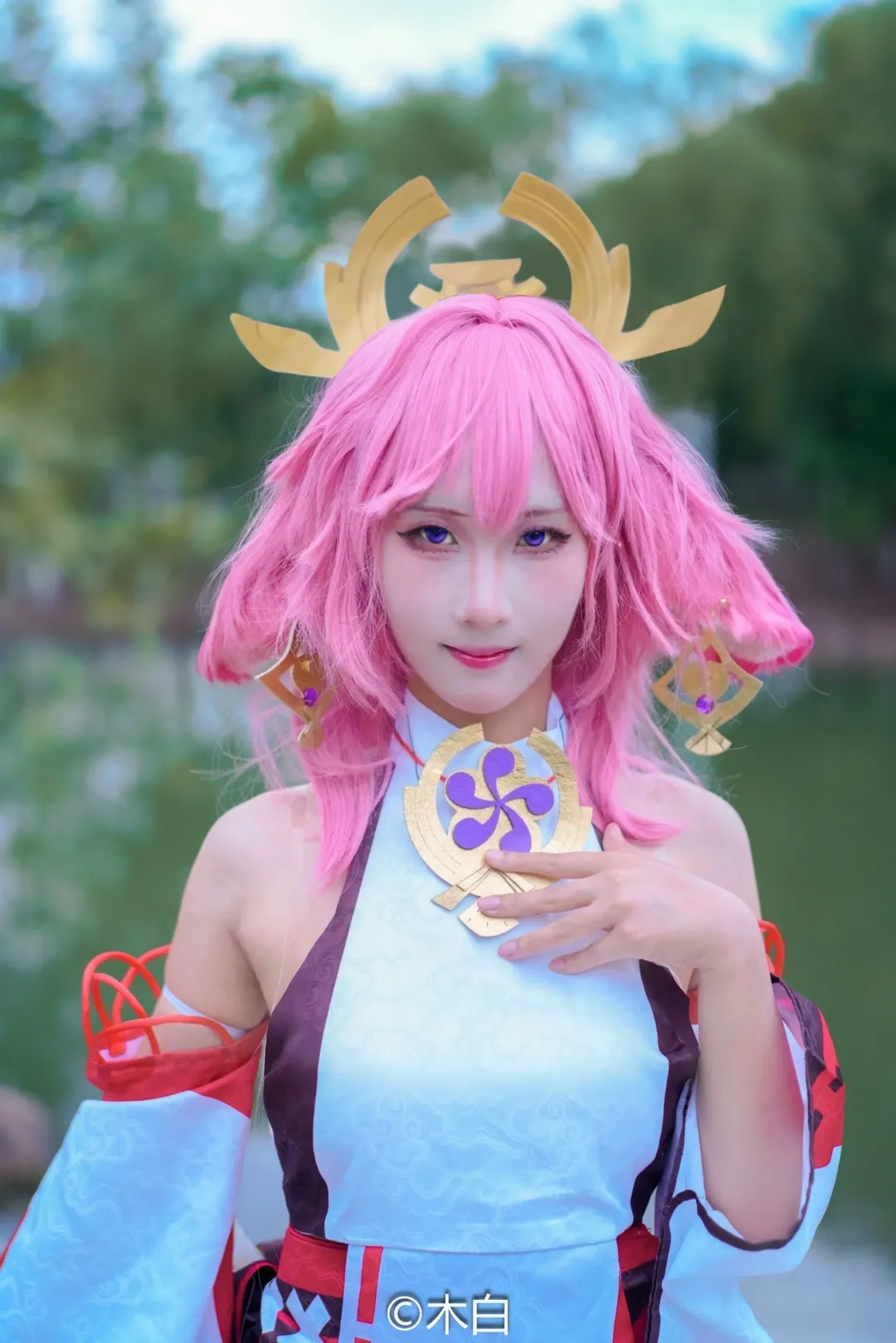 原神, 八重神子cos, 二次元正片, 户外cos摄影, 粉色头发cosplay - 第7张