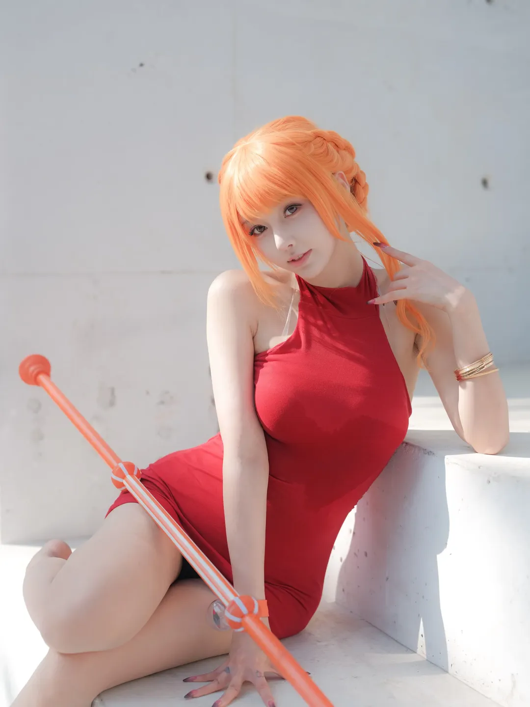 娜美cos, 海贼王, 海贼王cosplay, 蛋糕岛, 红裙造型 - 第1张