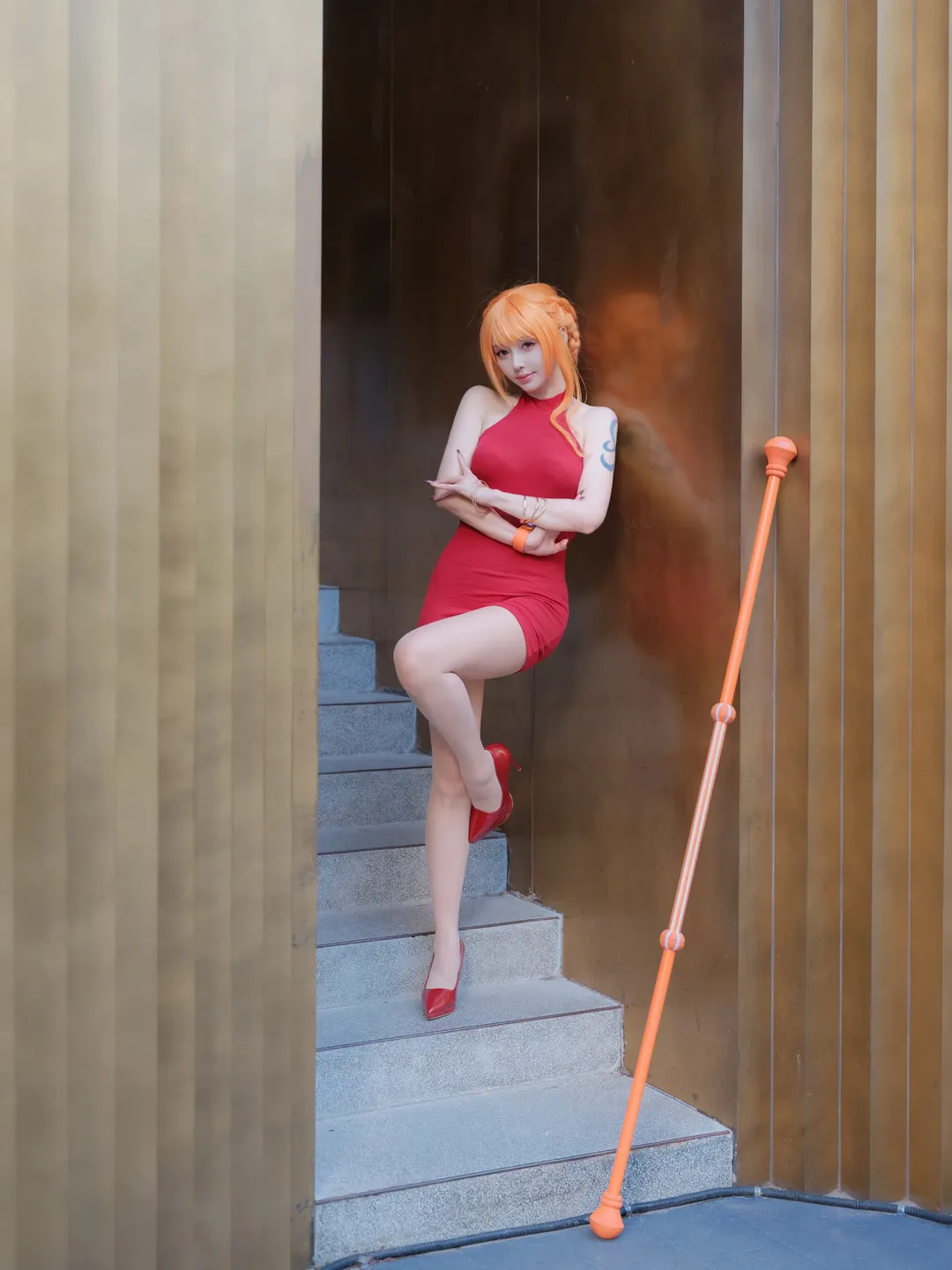 娜美cos, 海贼王, 海贼王cosplay, 蛋糕岛, 红裙造型 - 第3张