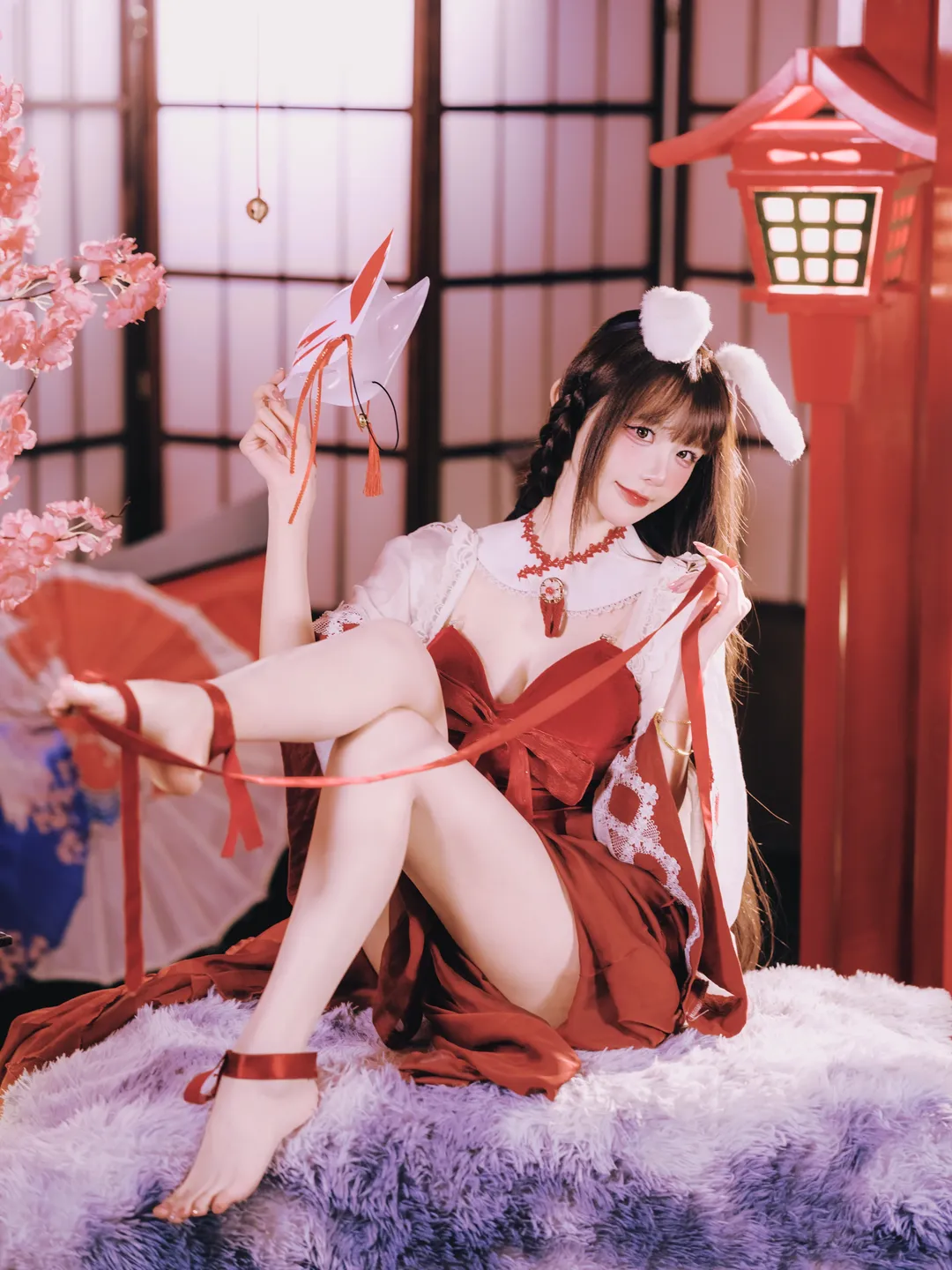 アズールレーン, 雰囲気のある写真, 大山 コスプレ, 和風セット, 赤白コーデ - 1枚目