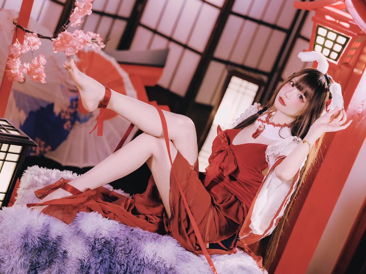 アズールレーン, 雰囲気のある写真, 大山 コスプレ, 和風セット, 赤白コーデ - 6枚目