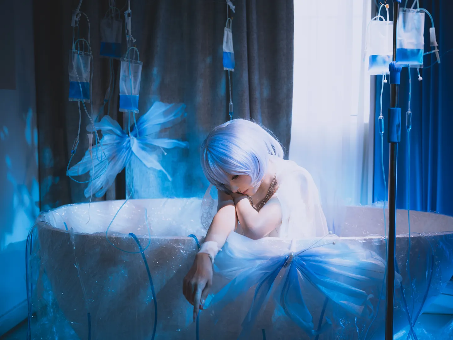 2次元少女, 雰囲気のある写真, 綾波レイコスプレ, 新世紀エヴァンゲリオン, 病名は愛だった - 2枚目